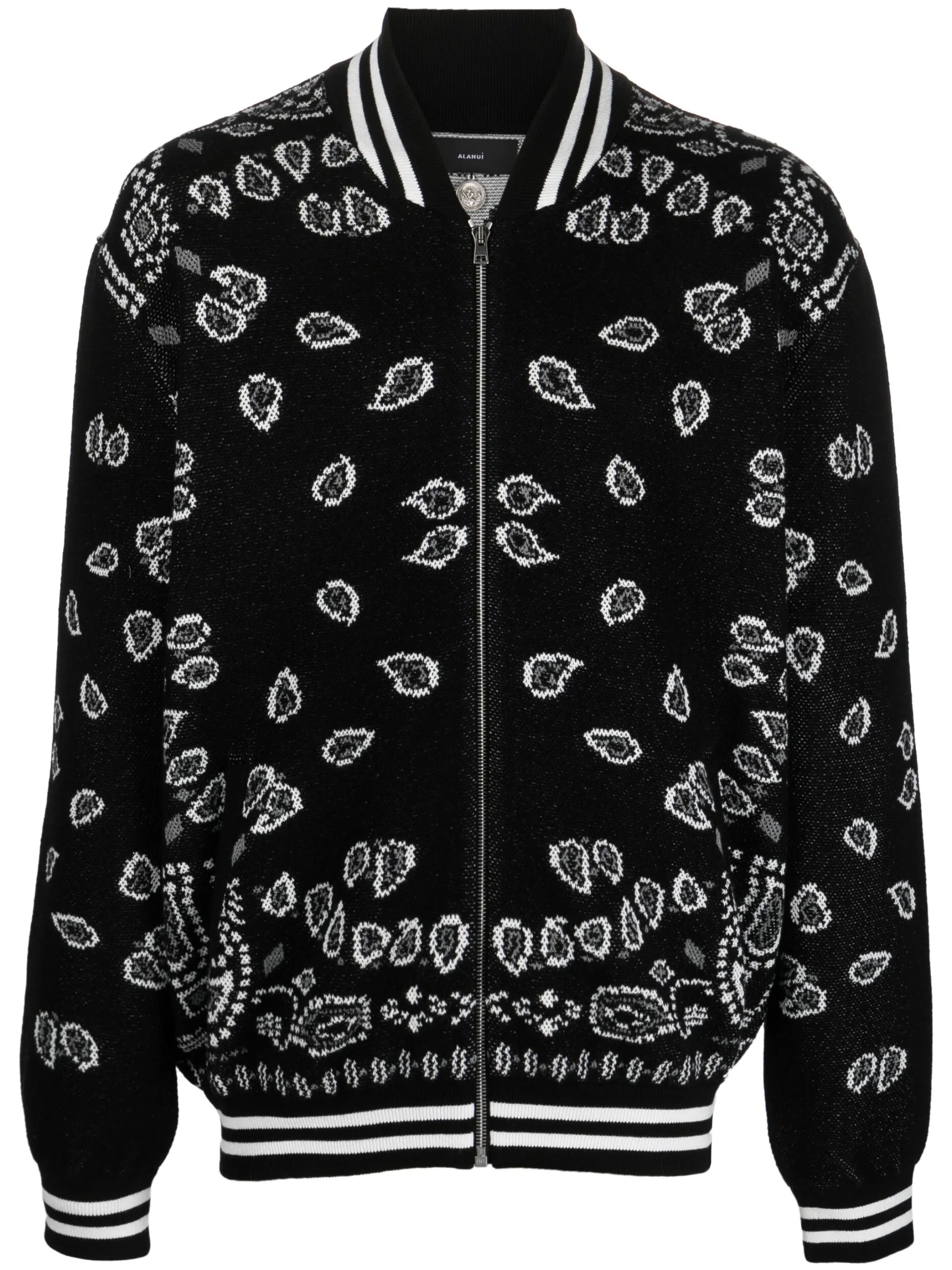 intarsia-knit zip-up bomber jacket