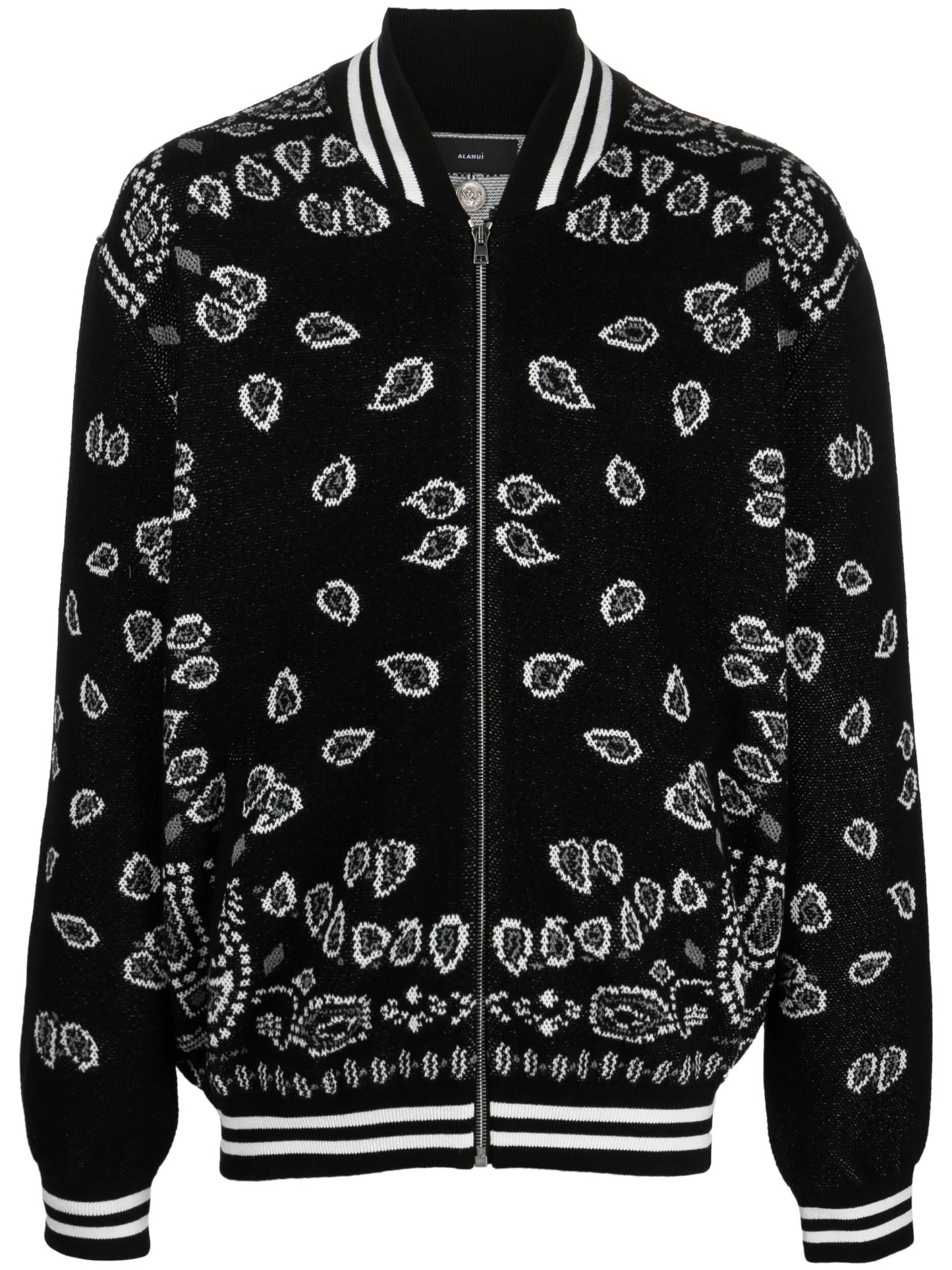 intarsia-knit zip-up bomber jacket