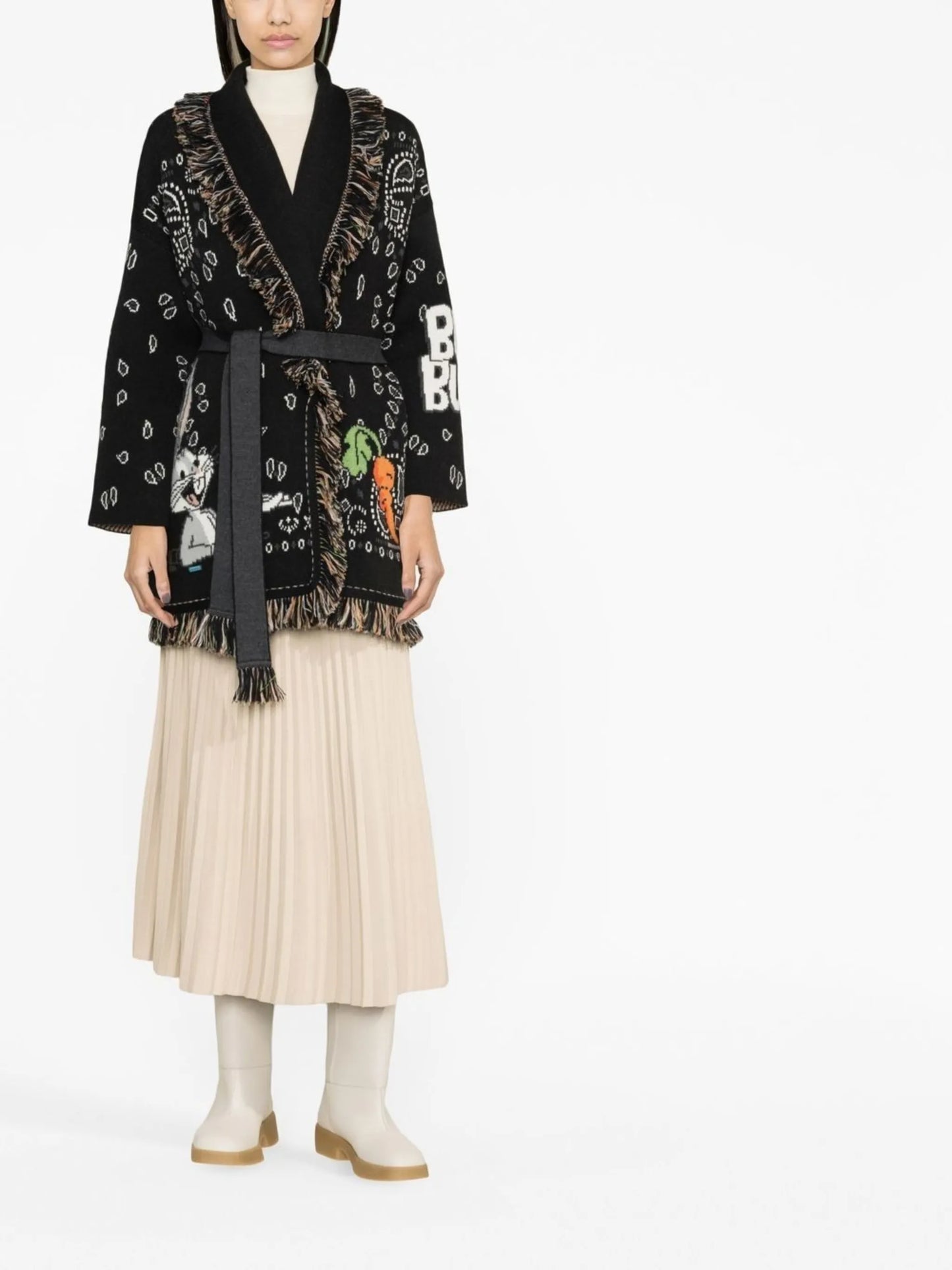 intarsia-knit pattern cardigan