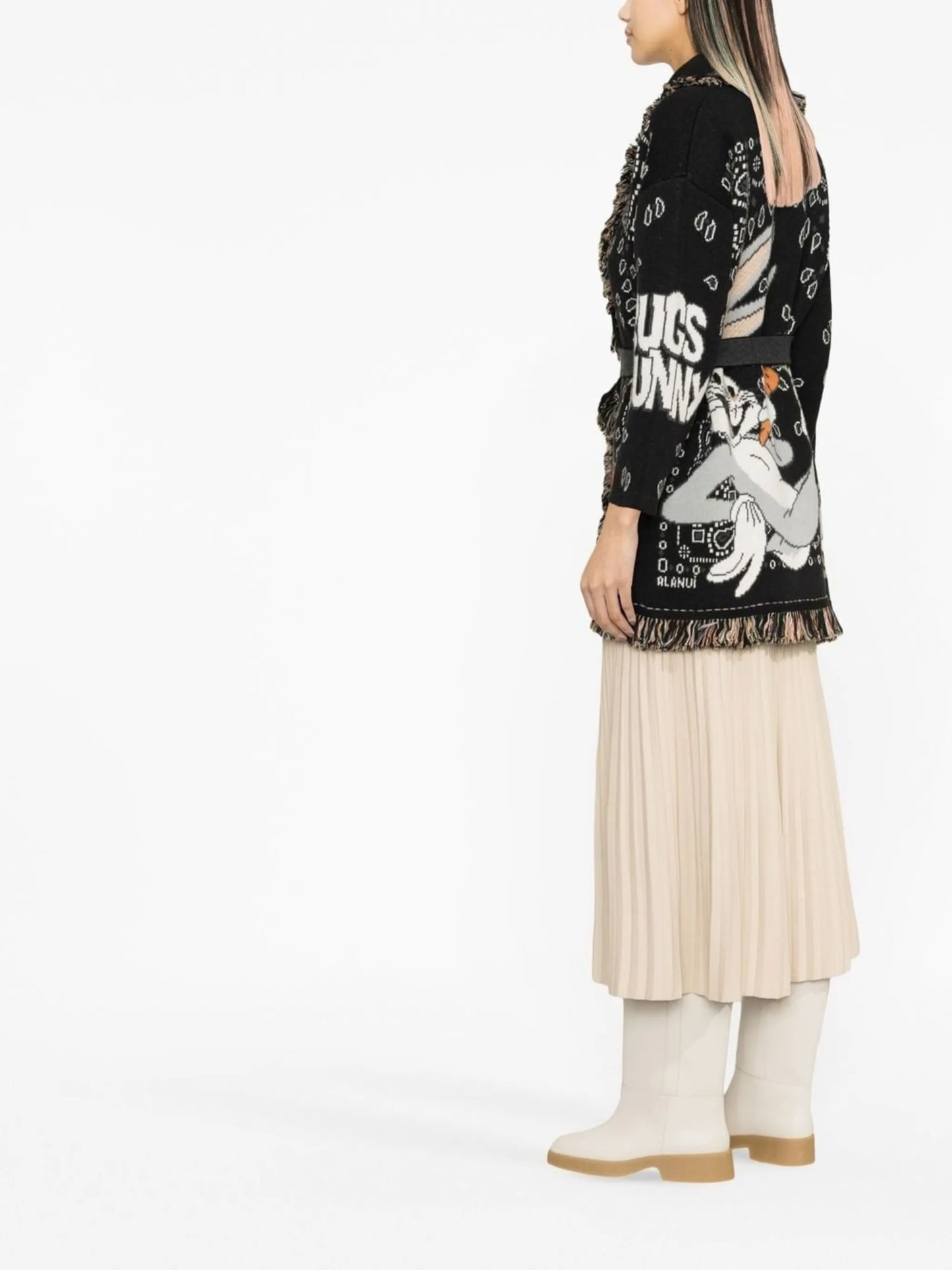 intarsia-knit pattern cardigan