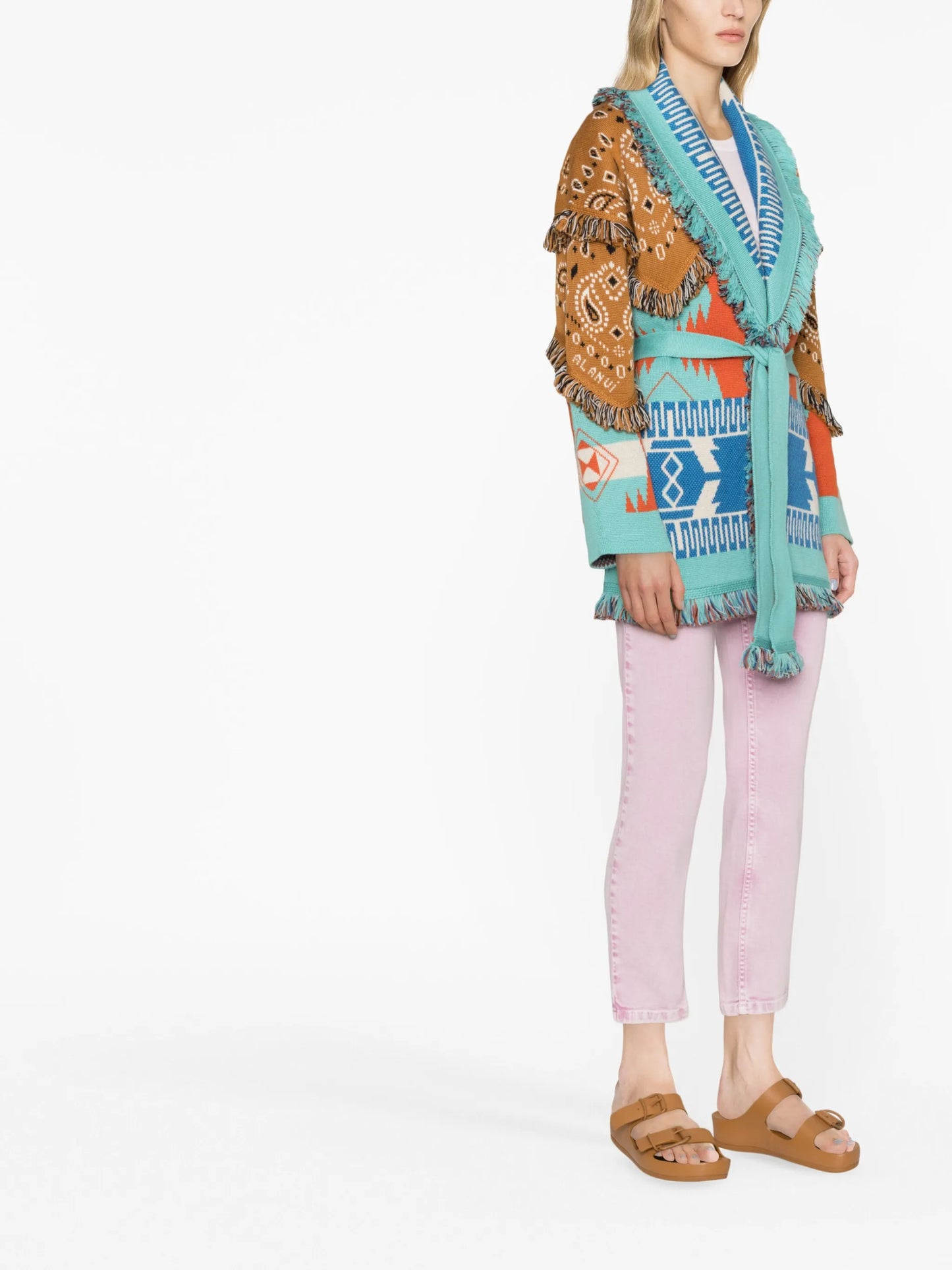 bandana patch jacquard cardigan
