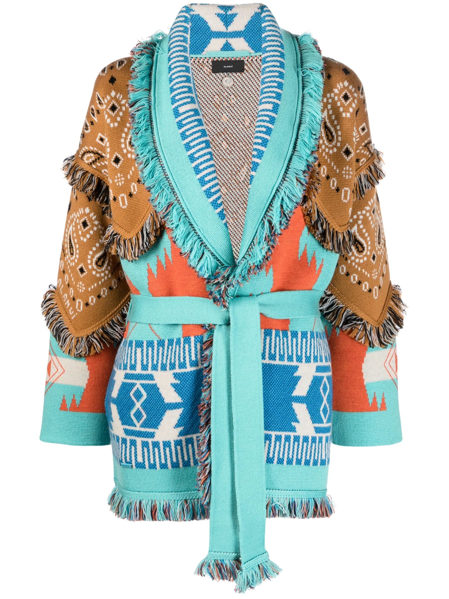 bandana patch jacquard cardigan