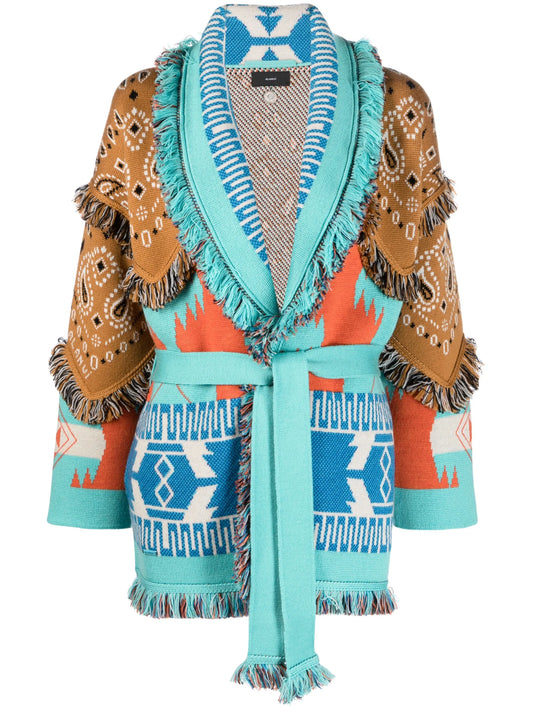 bandana patch jacquard cardigan