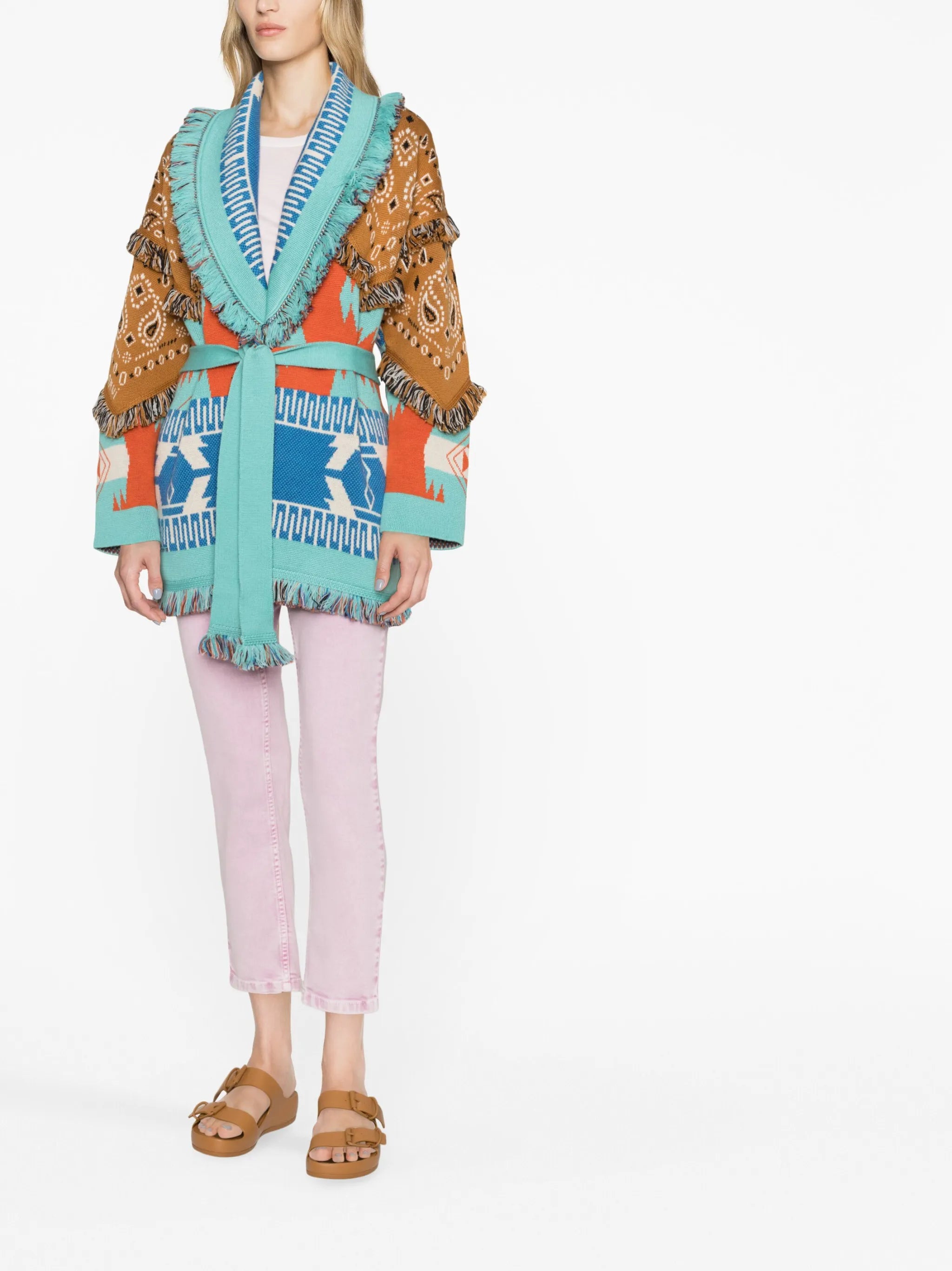 bandana patch jacquard cardigan