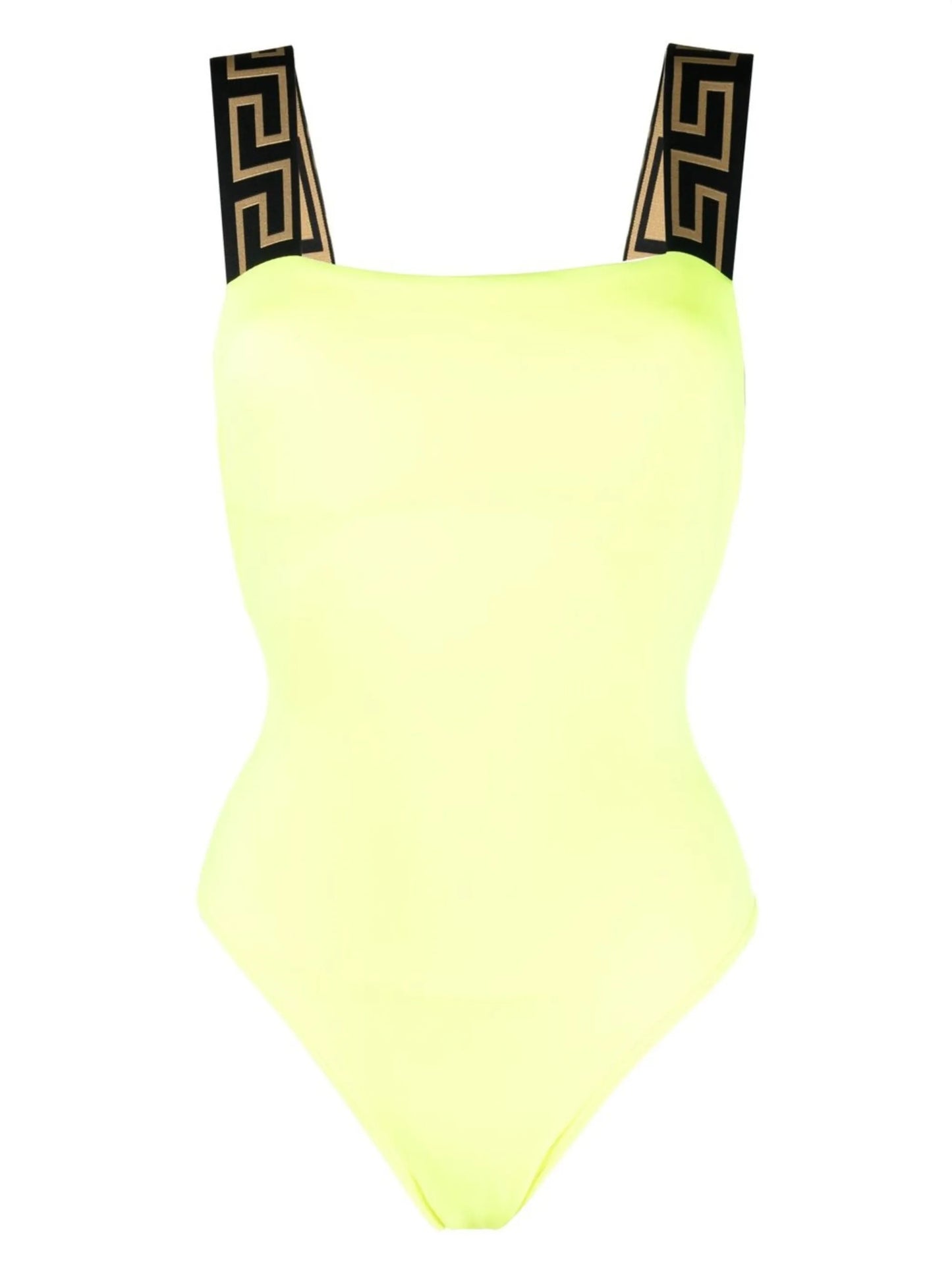 Greca-pattern scoop-back swimsuit