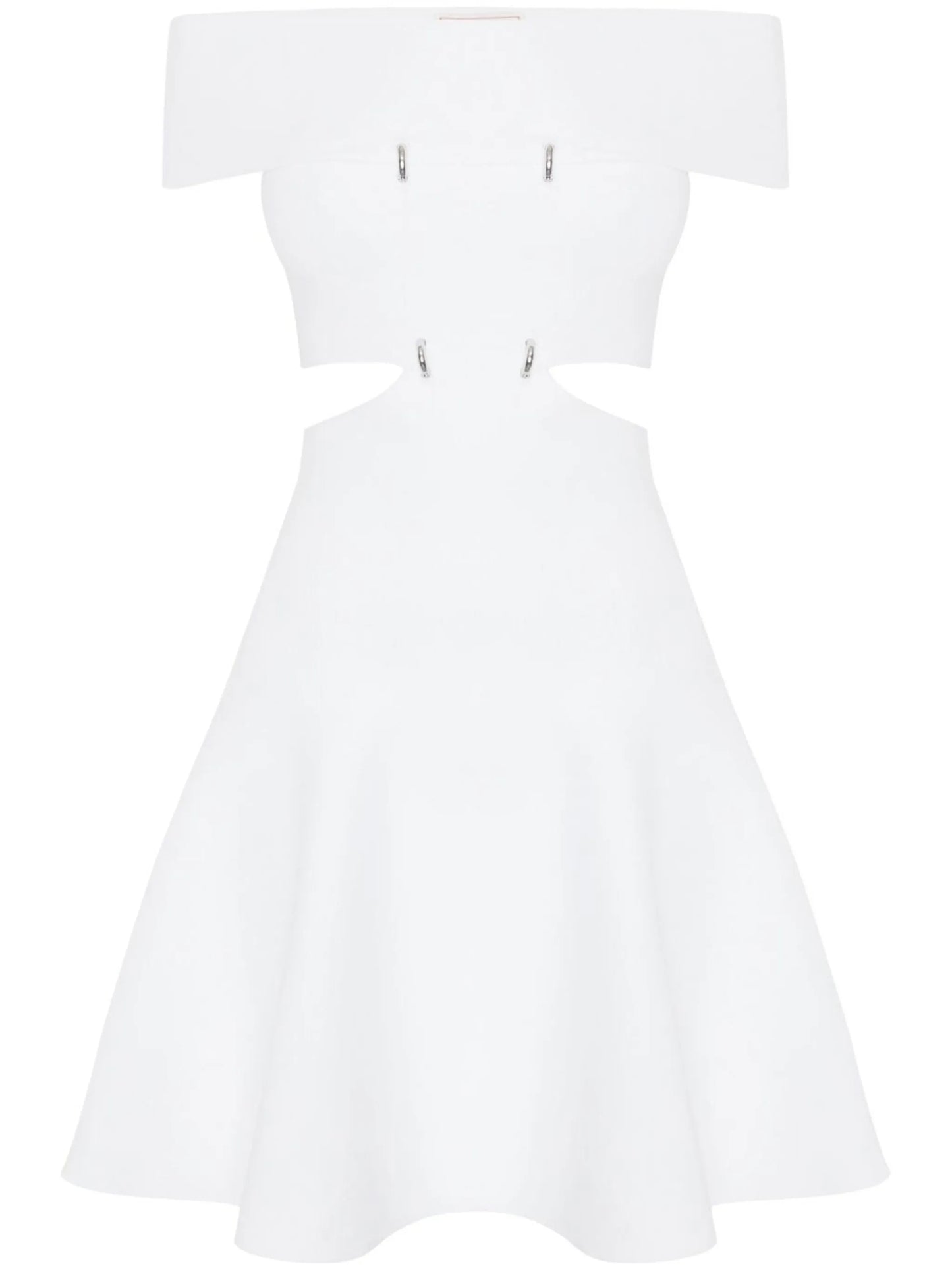off-shoulder flared mini dress
