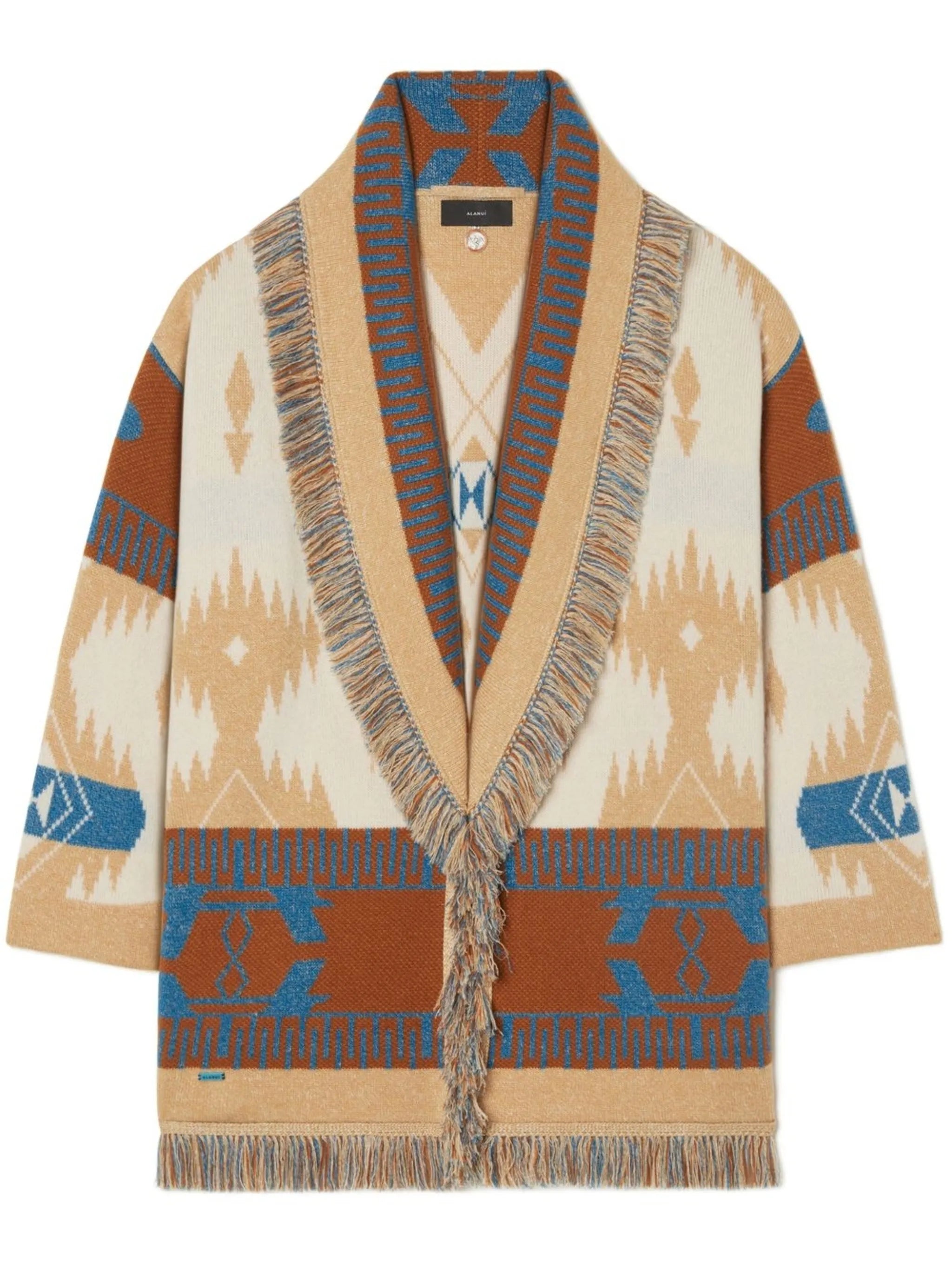 wool graphic-jacquard cardigan