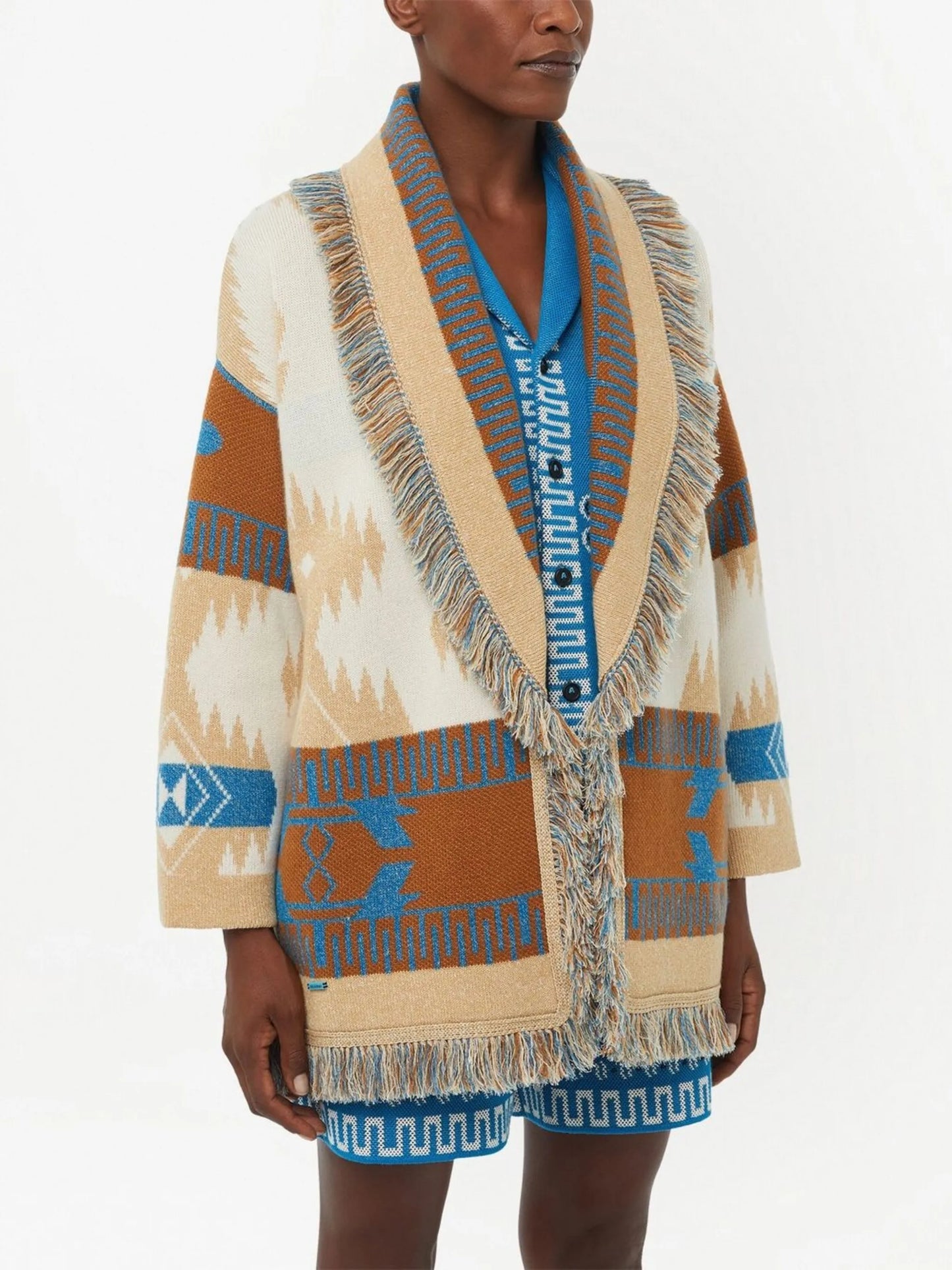 wool graphic-jacquard cardigan
