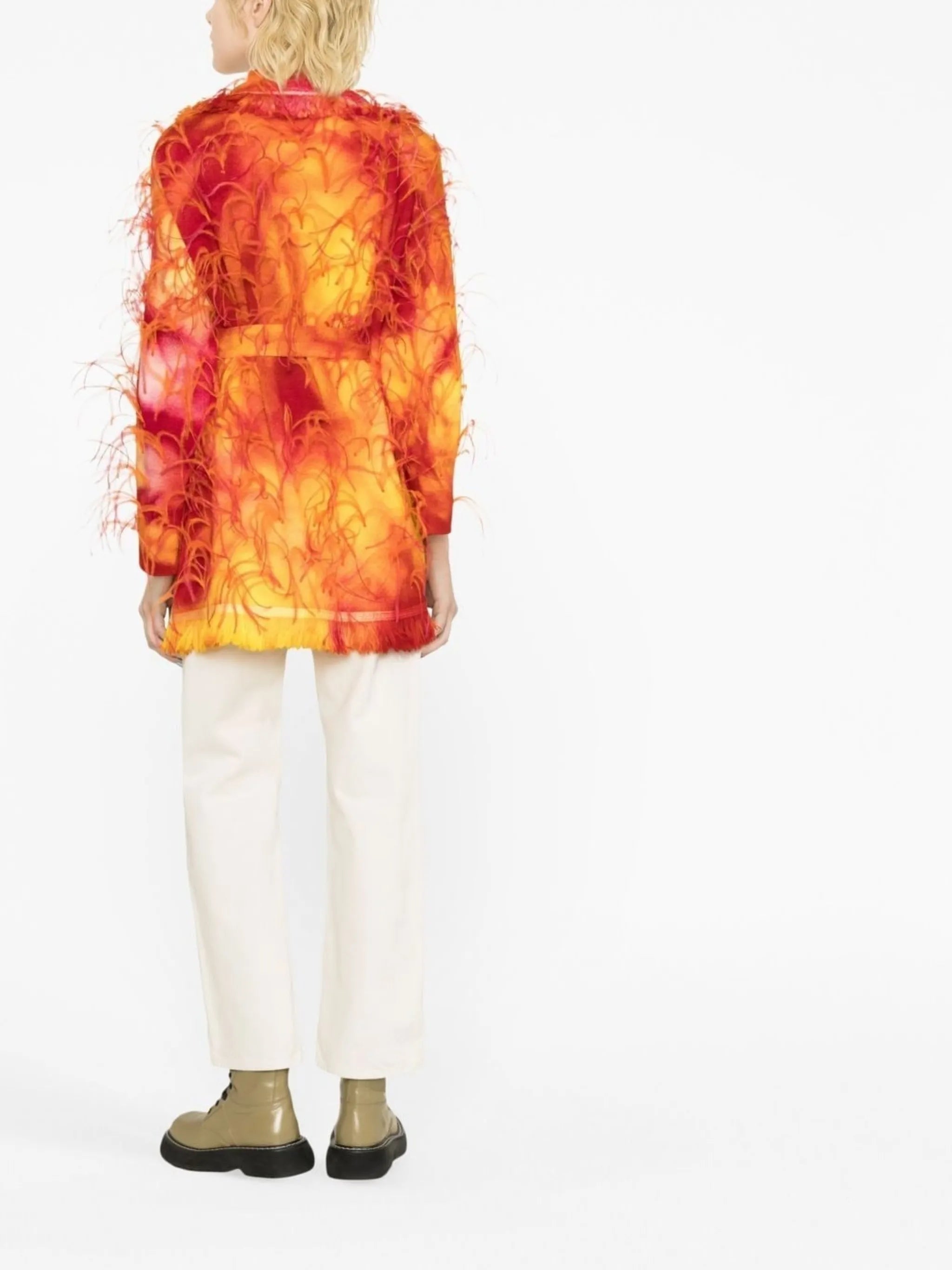 Sunset feather-trim cardigan