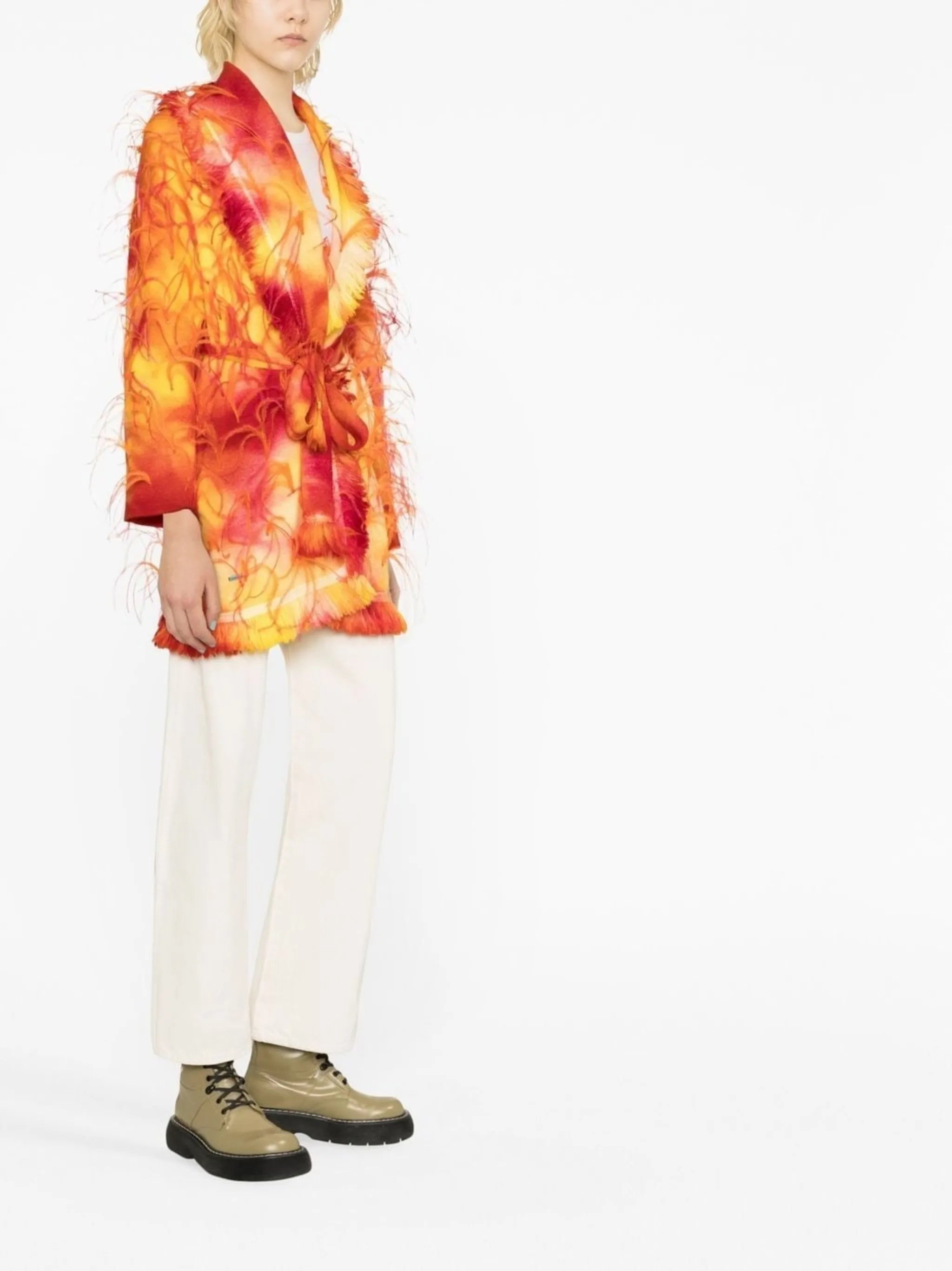 Sunset feather-trim cardigan