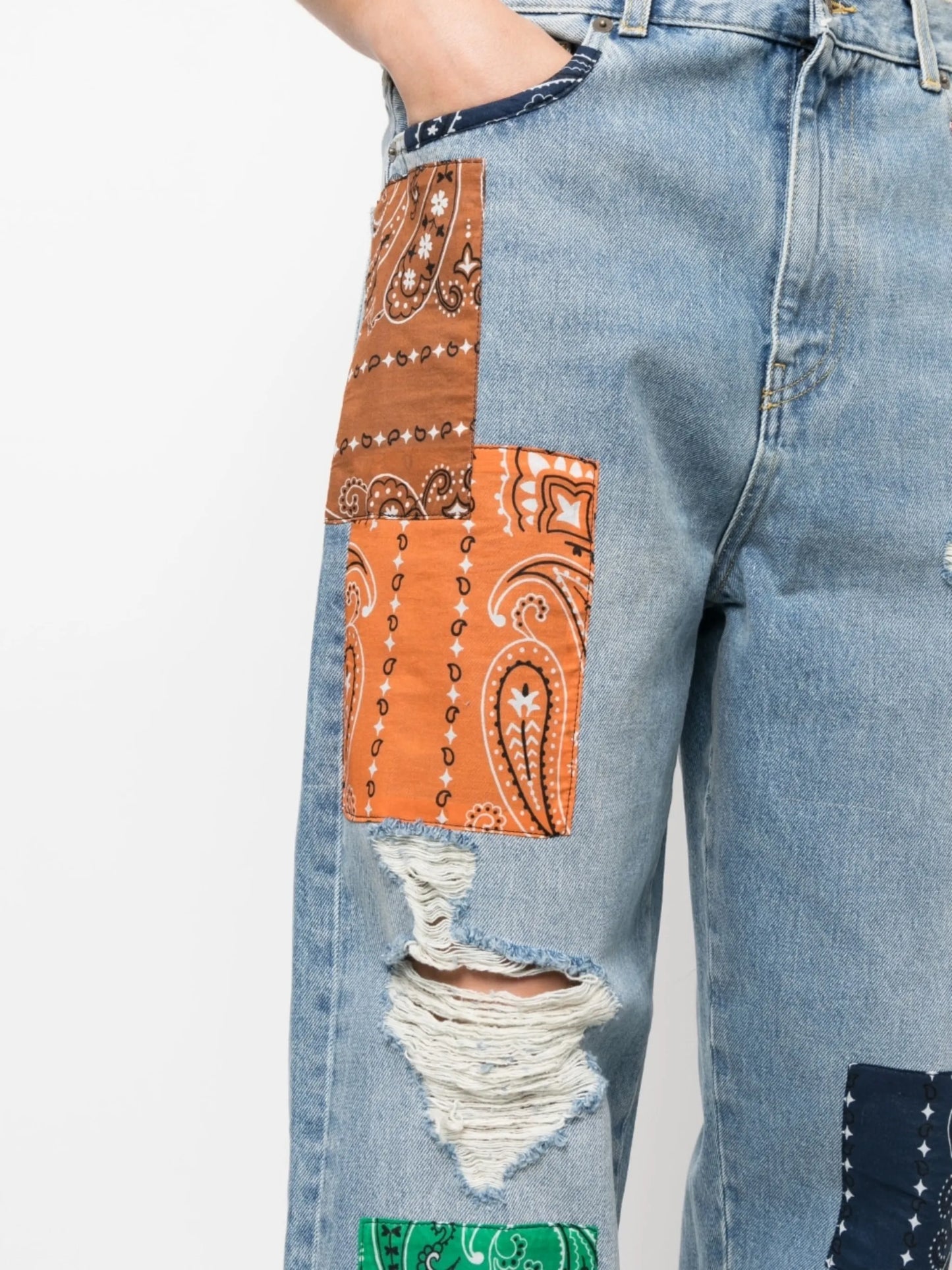 California patchwork-detailing jeans