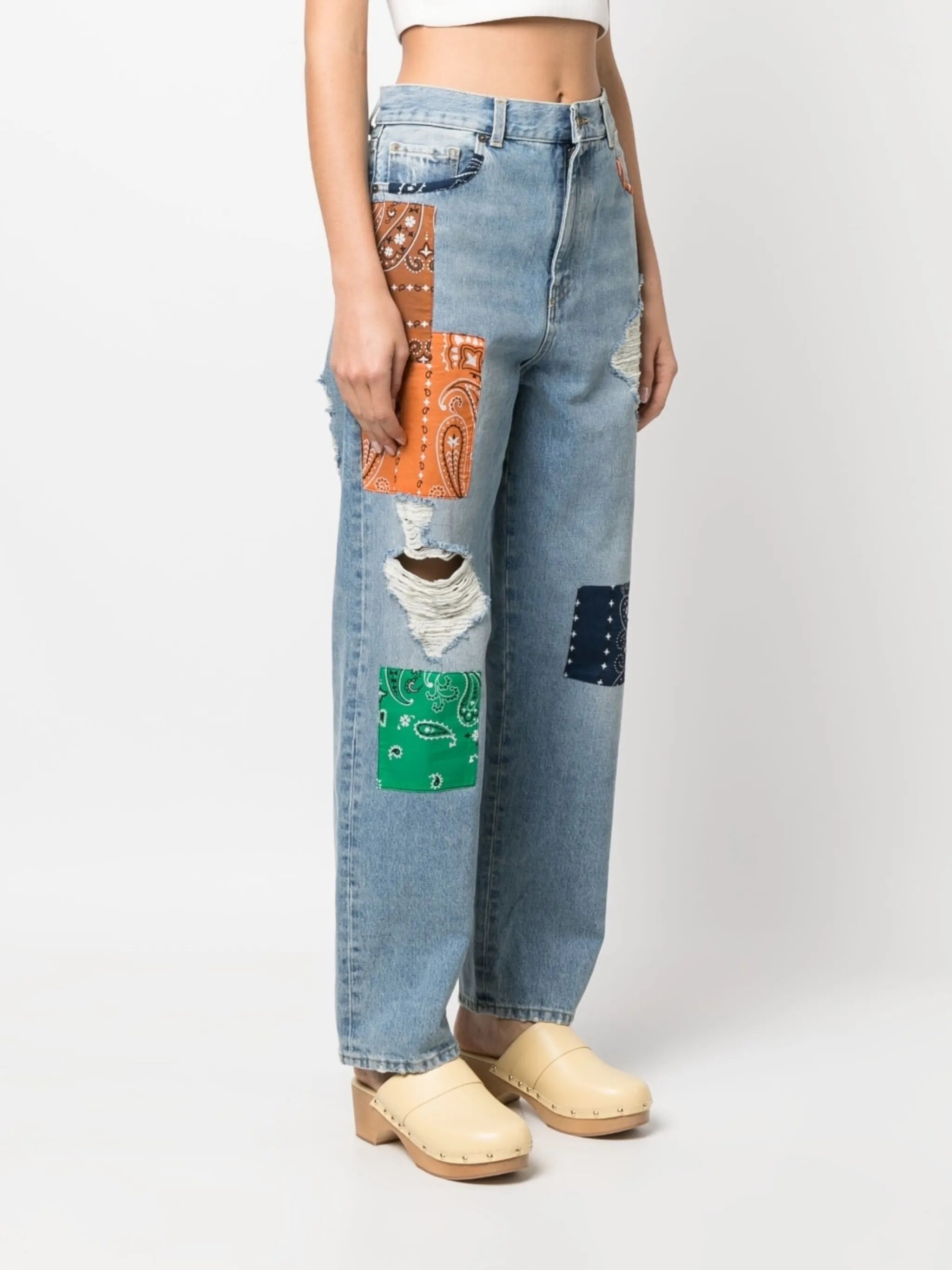 California patchwork-detailing jeans