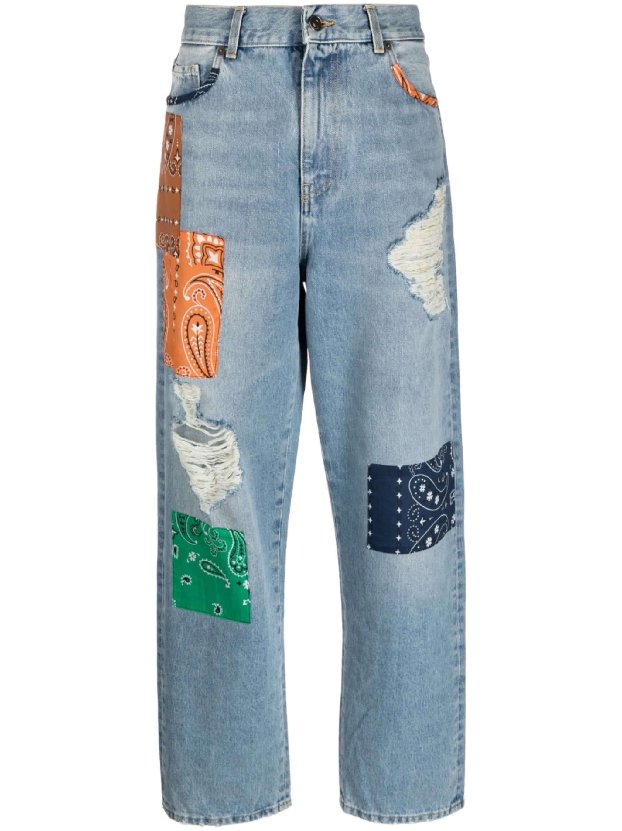 California patchwork-detailing jeans