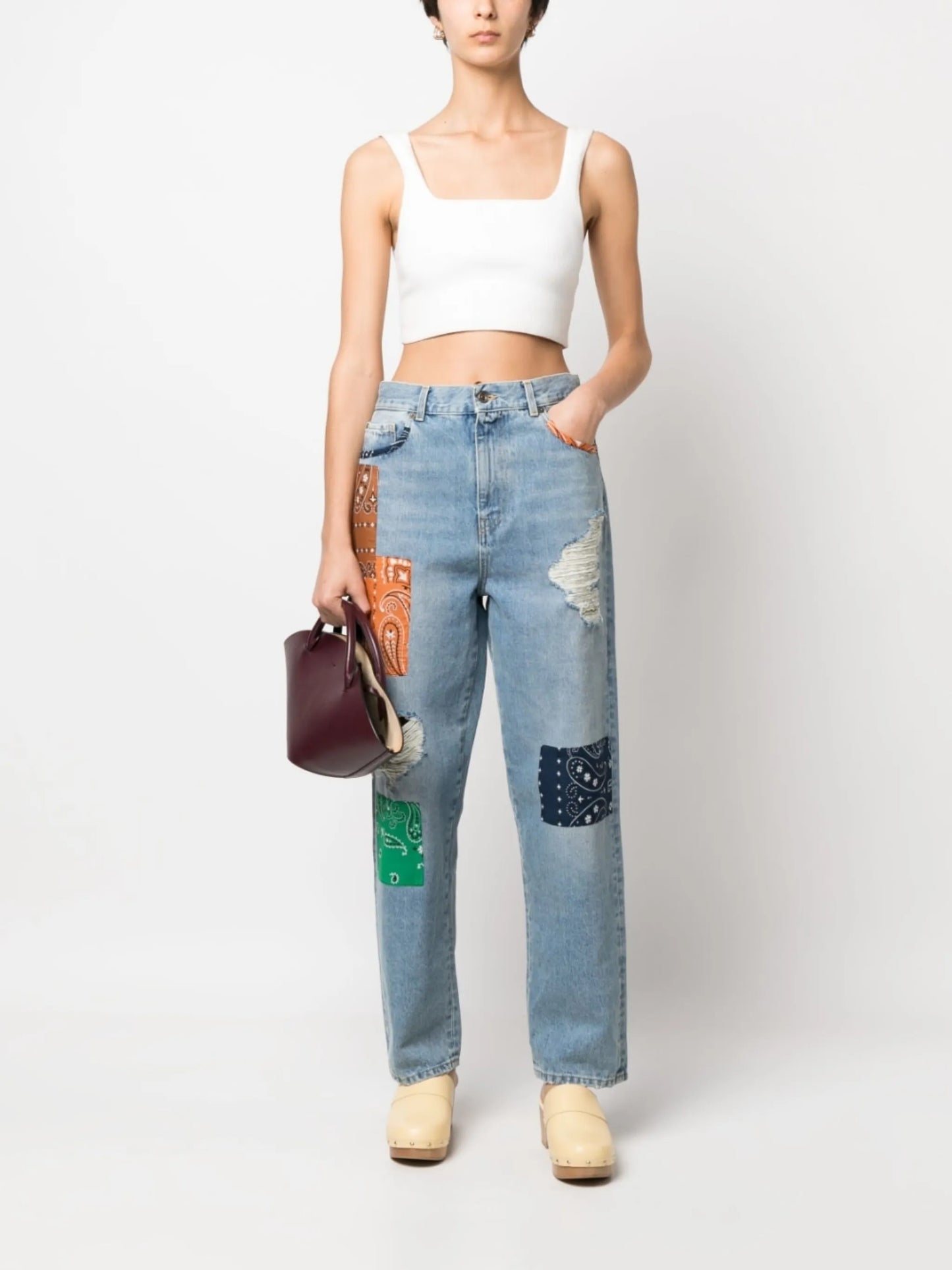 California patchwork-detailing jeans