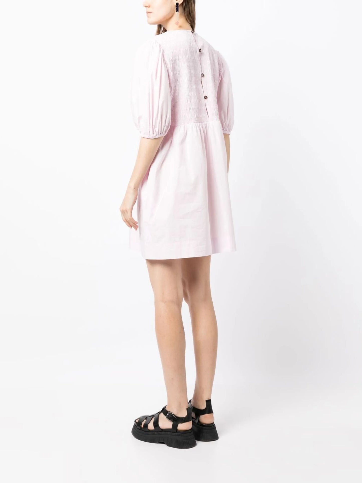 smocked organic cotton mini dress