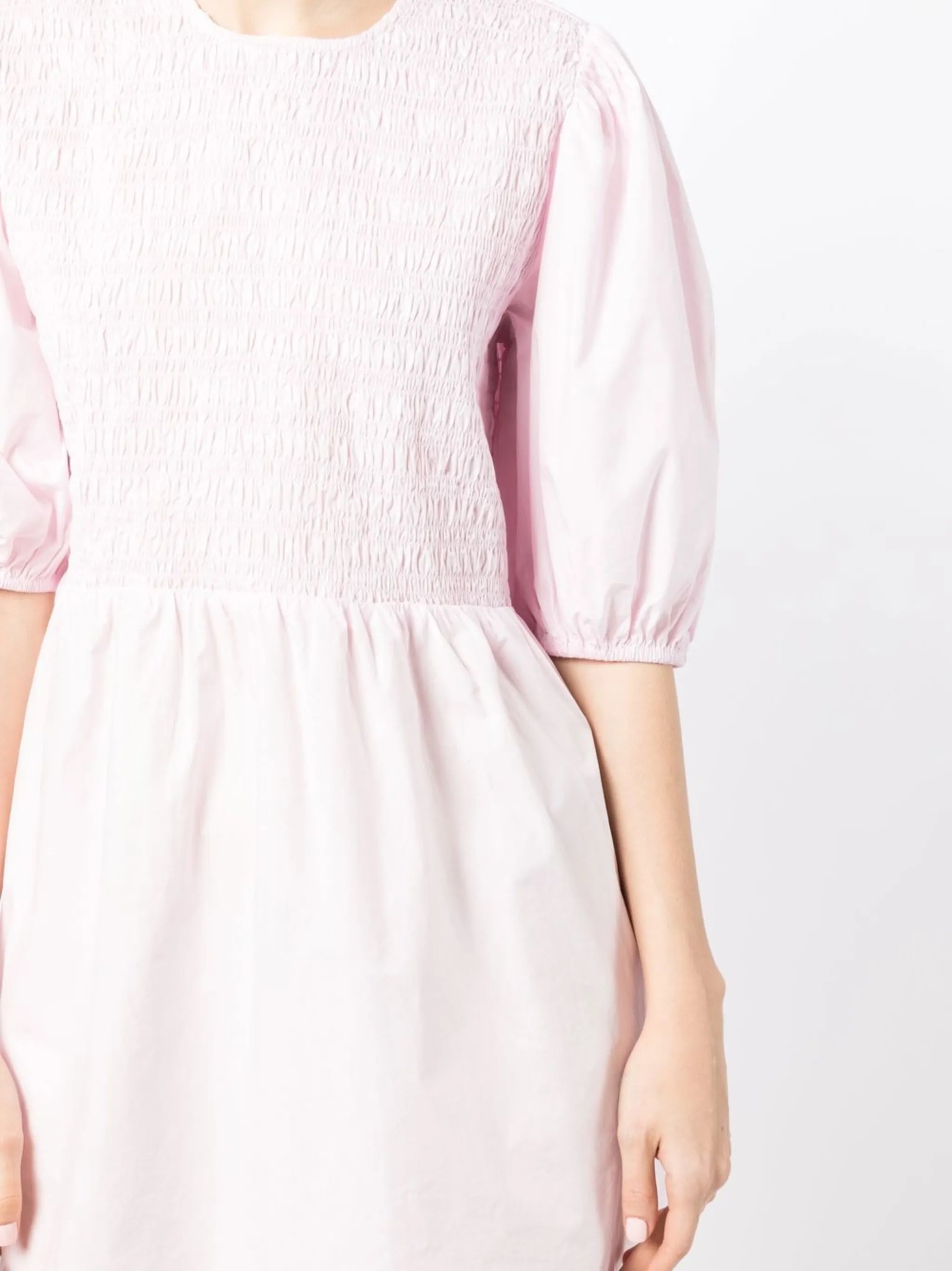 smocked organic cotton mini dress
