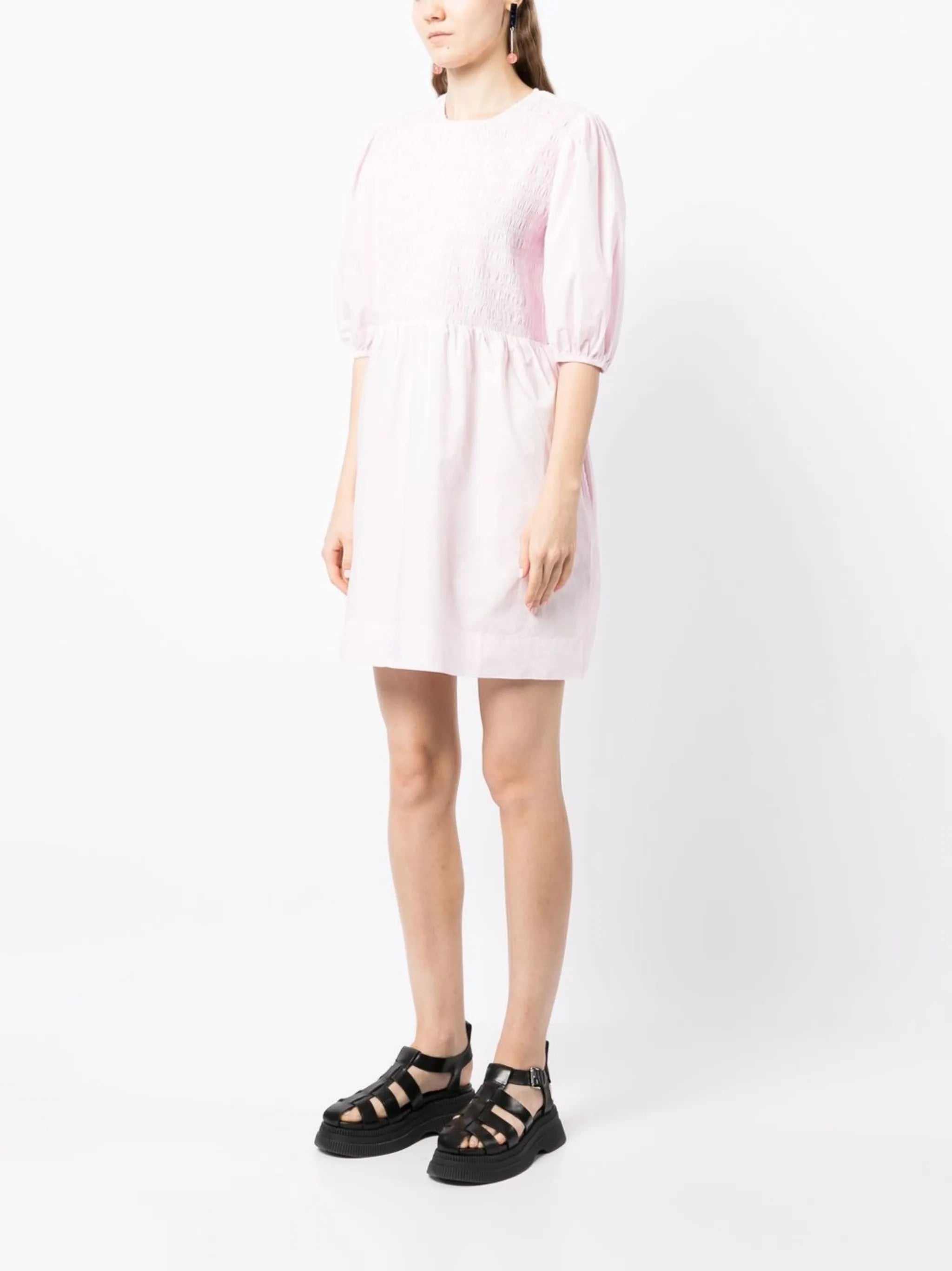 smocked organic cotton mini dress
