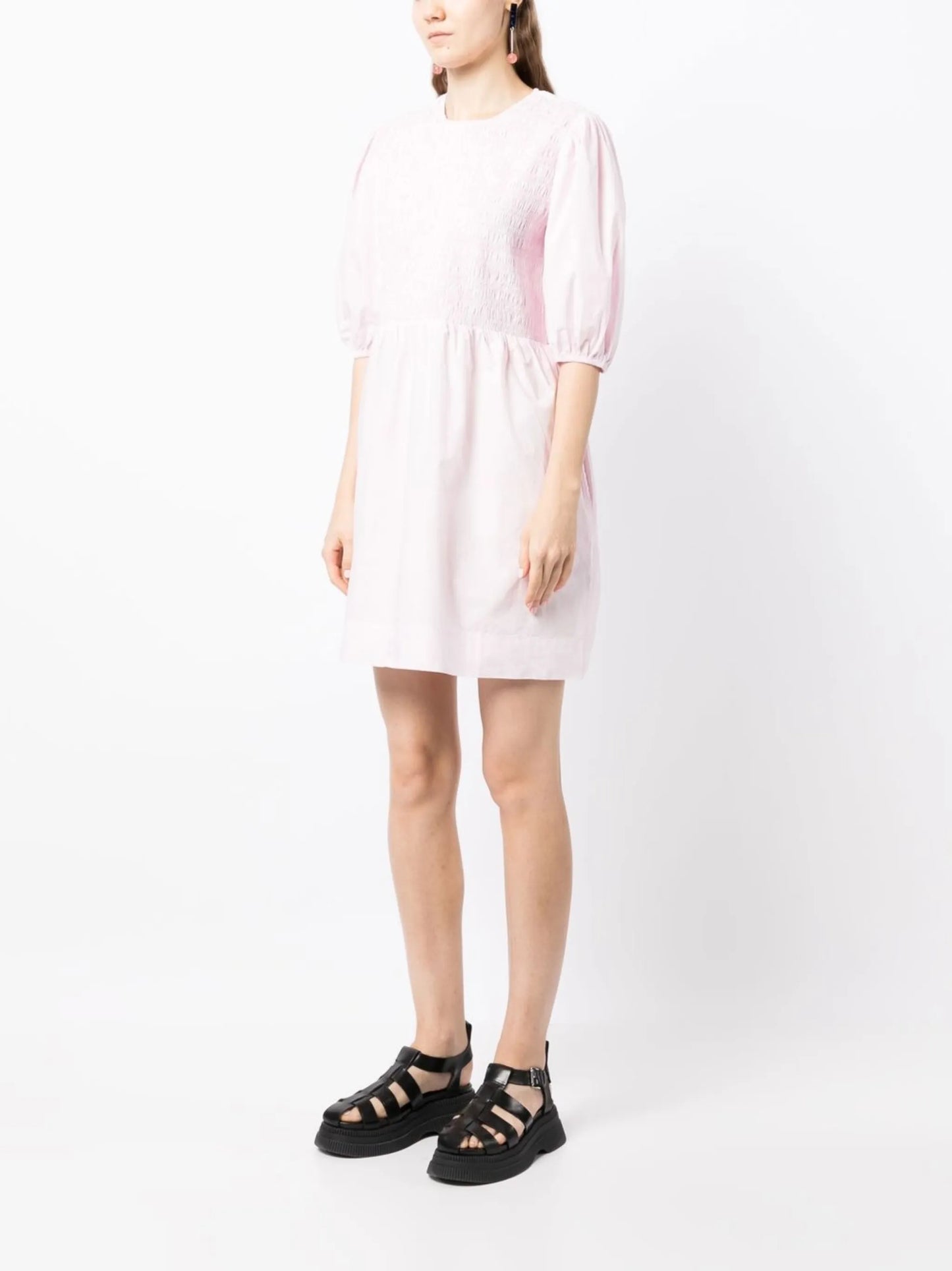 smocked organic cotton mini dress