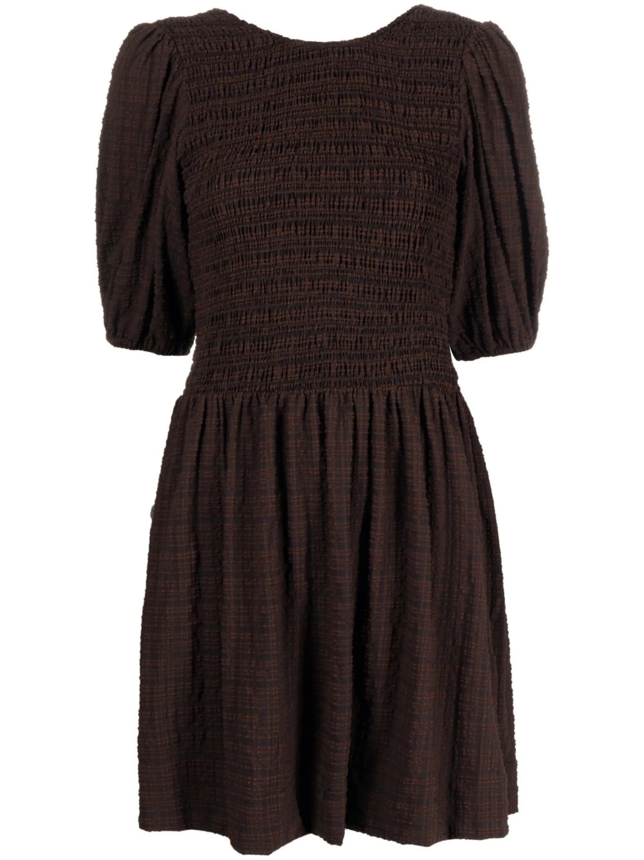striped smocked mini dress