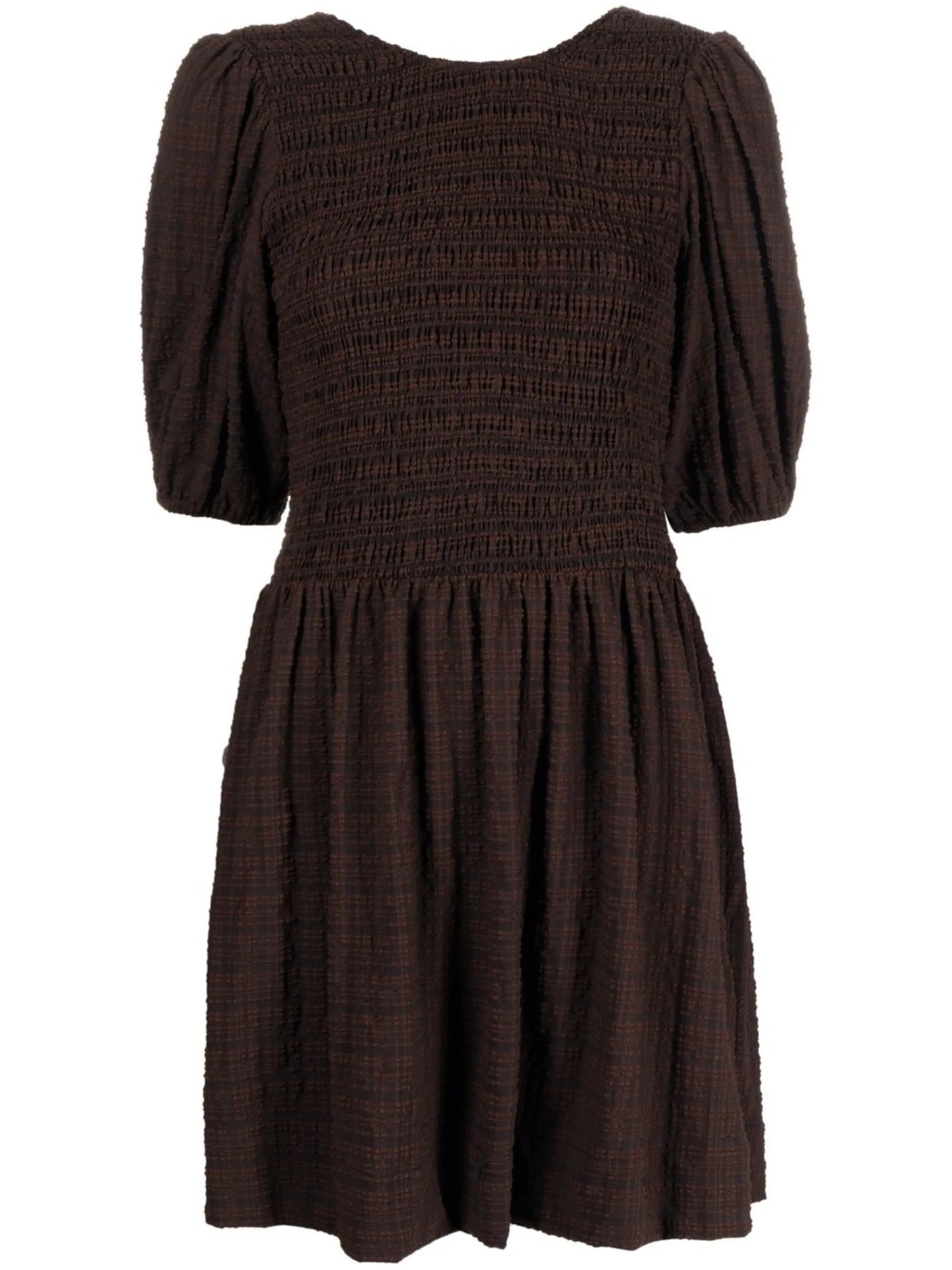 striped smocked mini dress