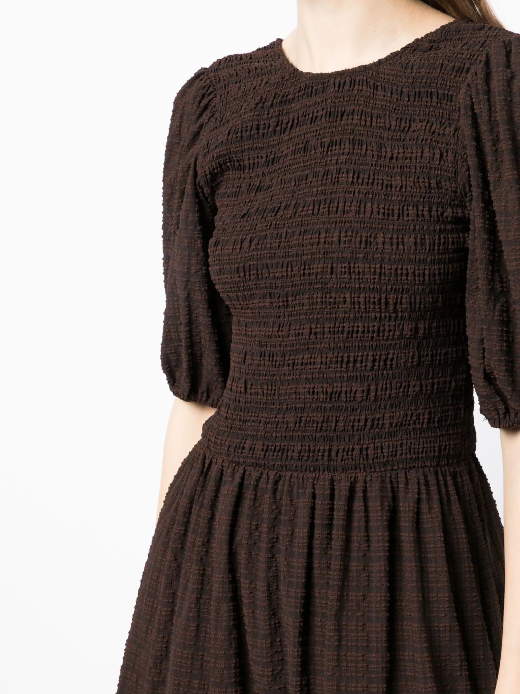 striped smocked mini dress