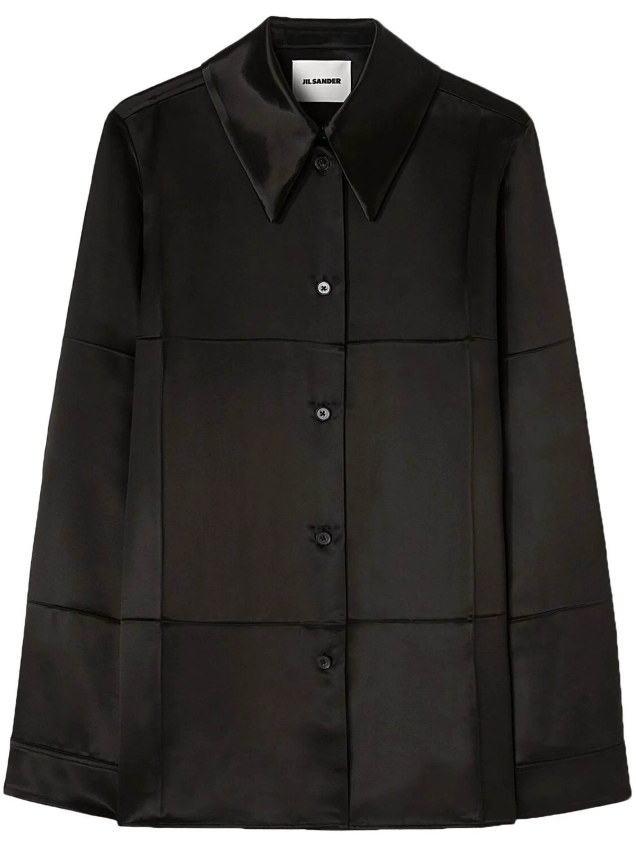 panelled satin-finish shirt