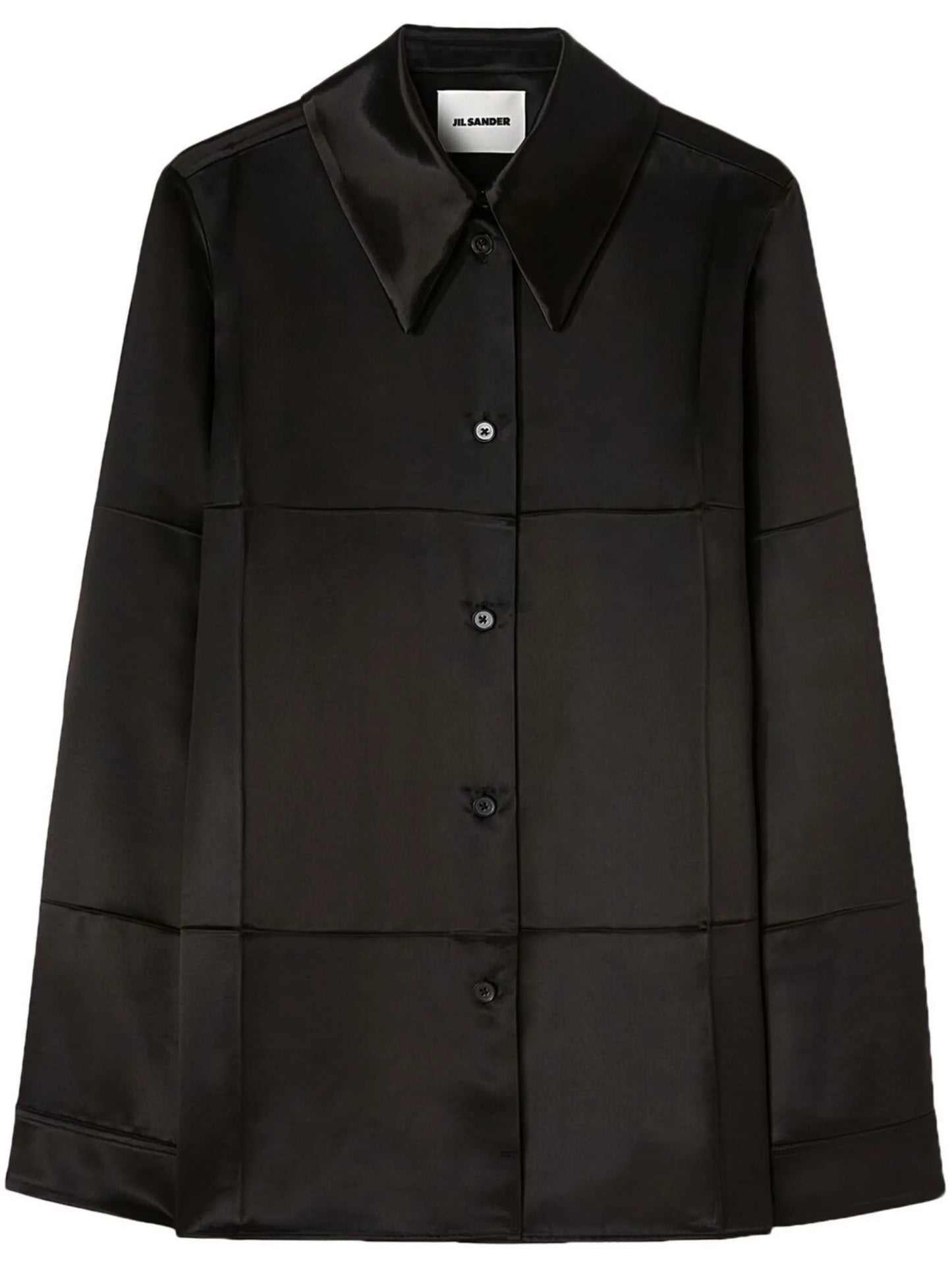 panelled satin-finish shirt