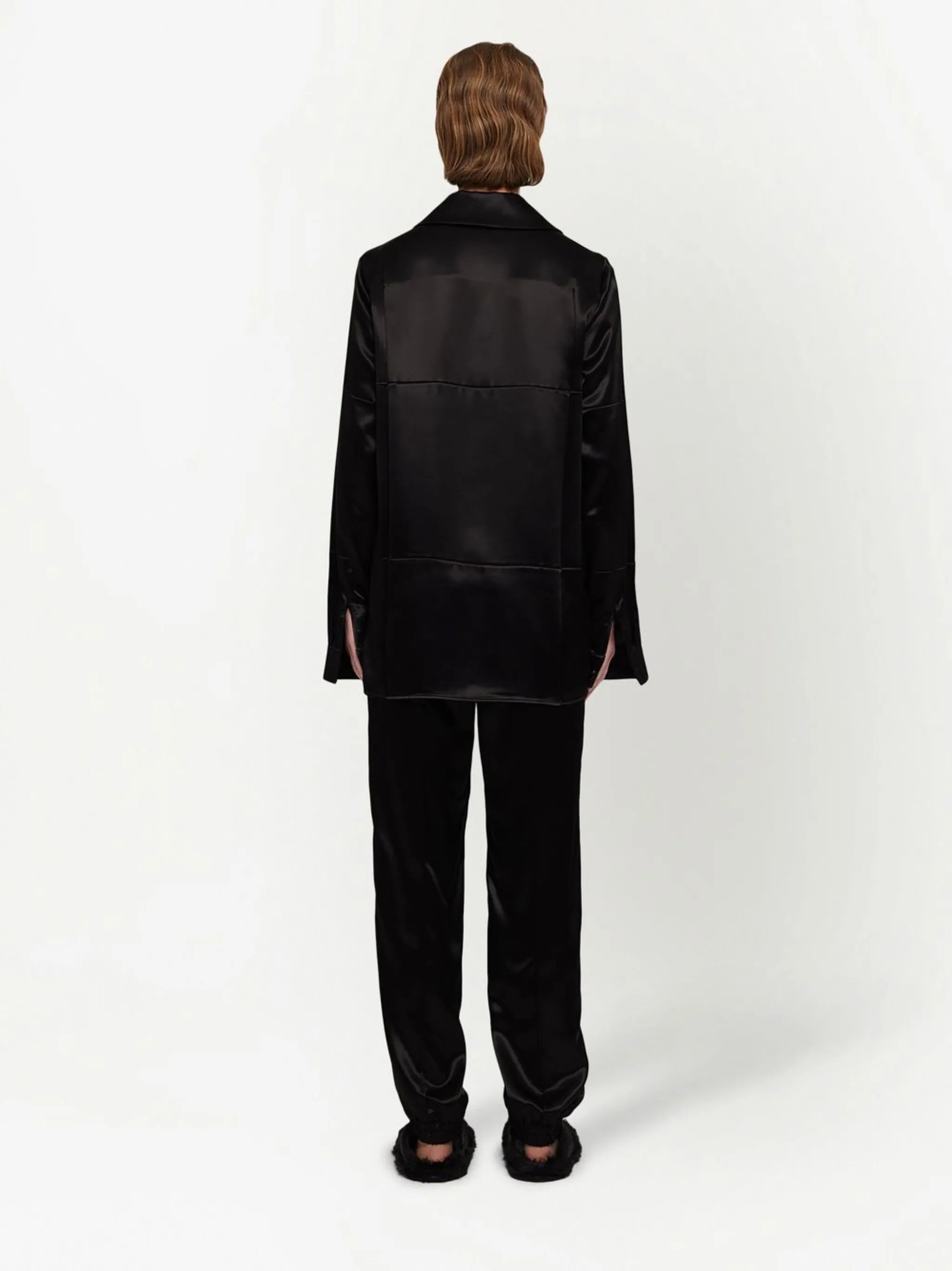 glossy-finish track pants