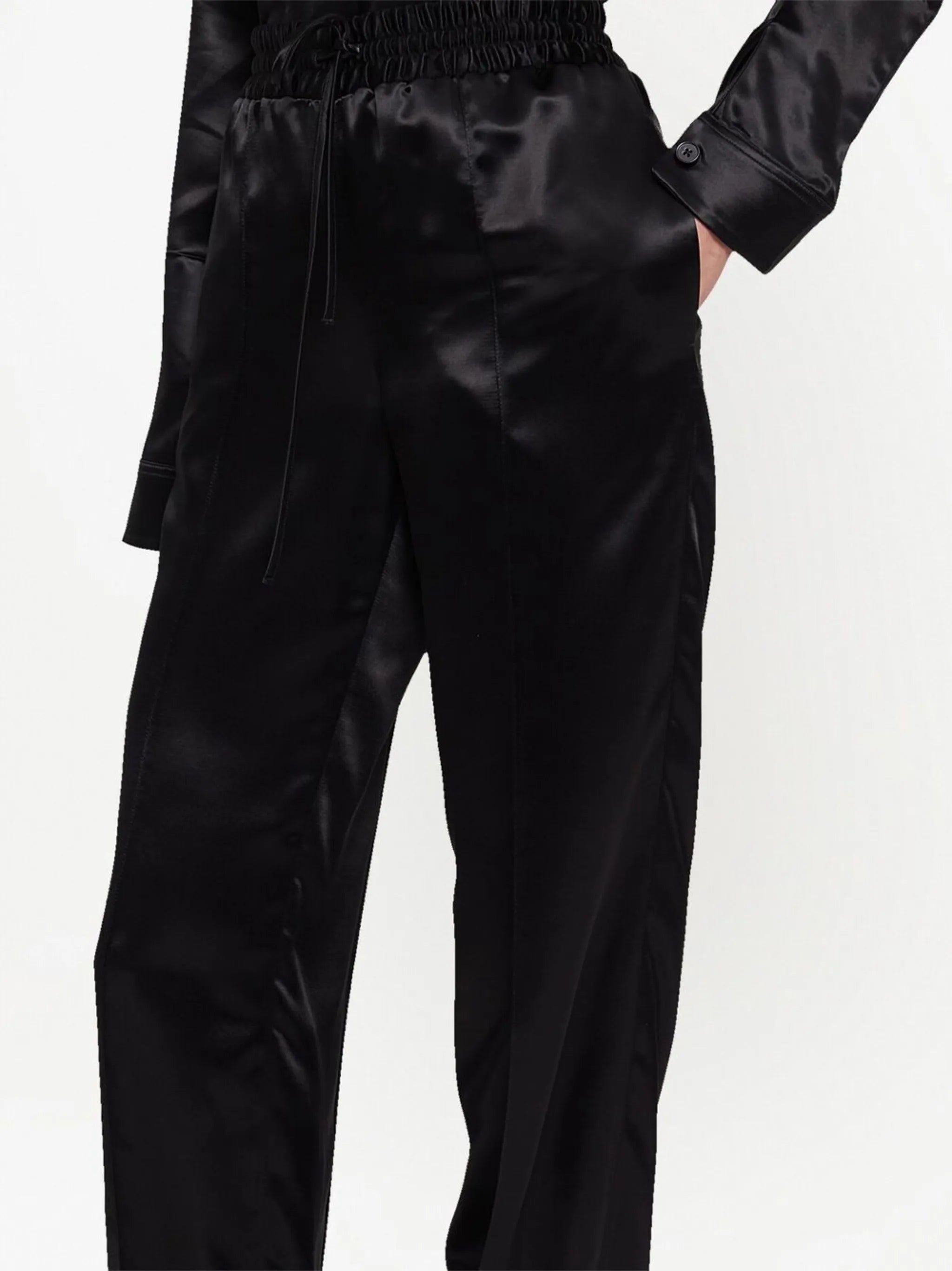 glossy-finish track pants