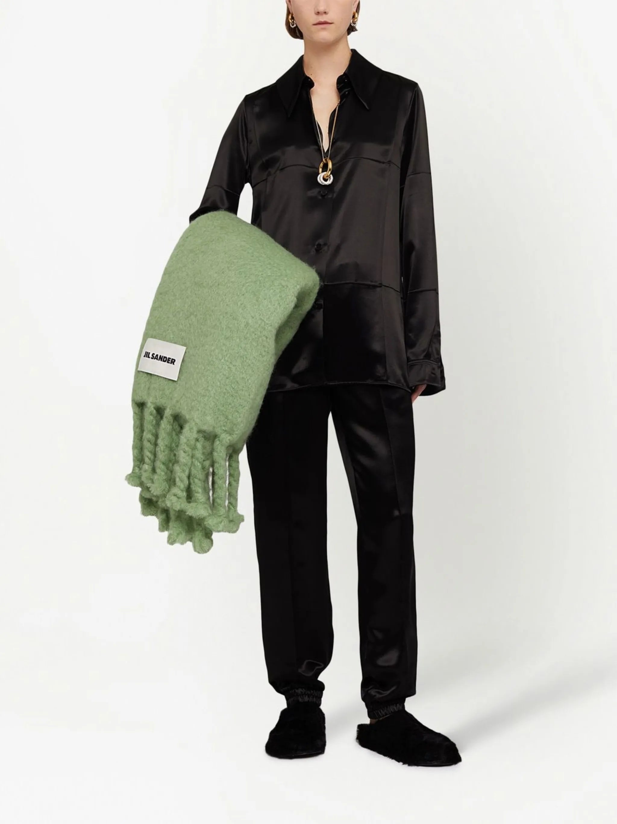 glossy-finish track pants