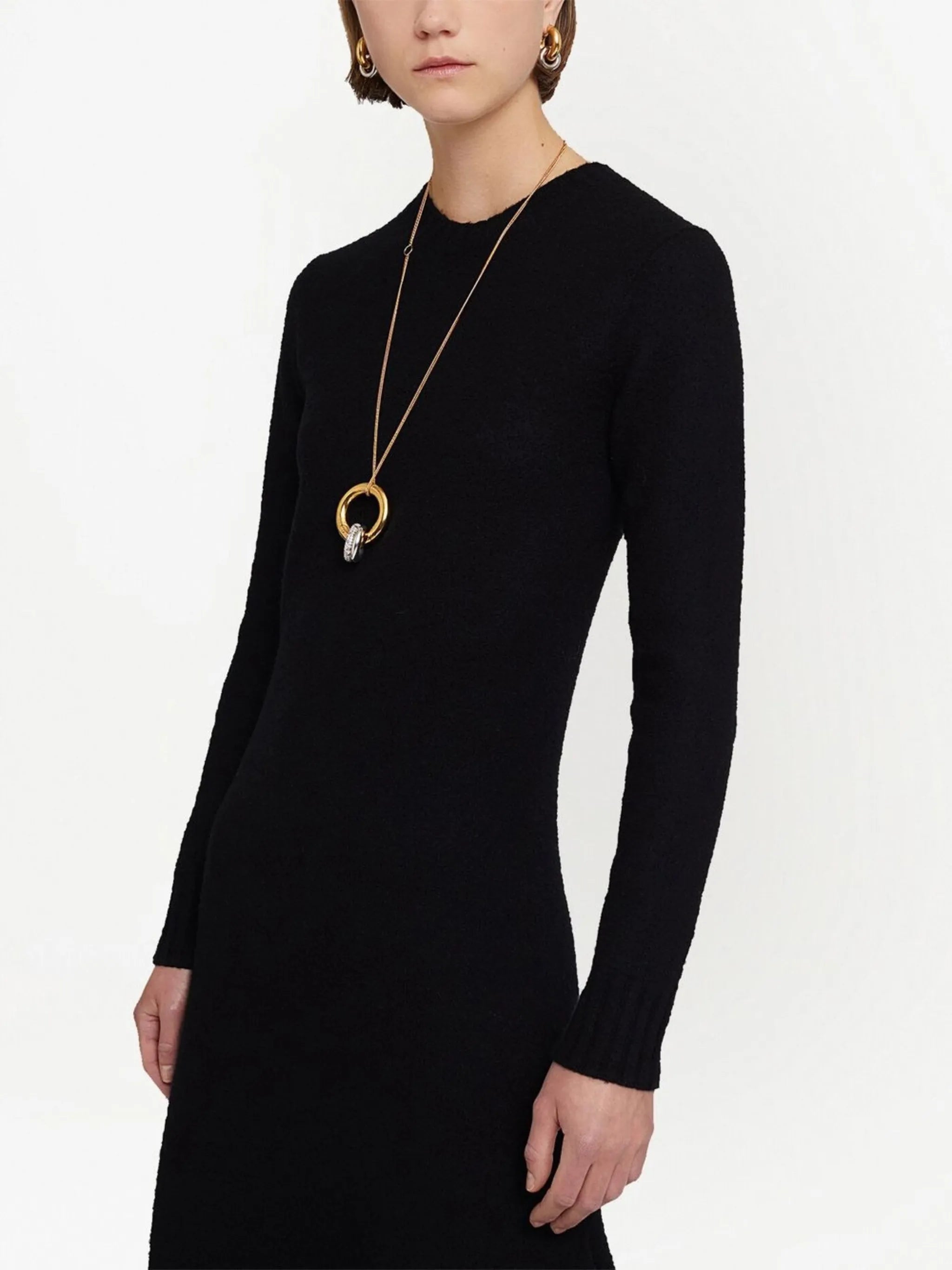 wool asymmetric midi-dress