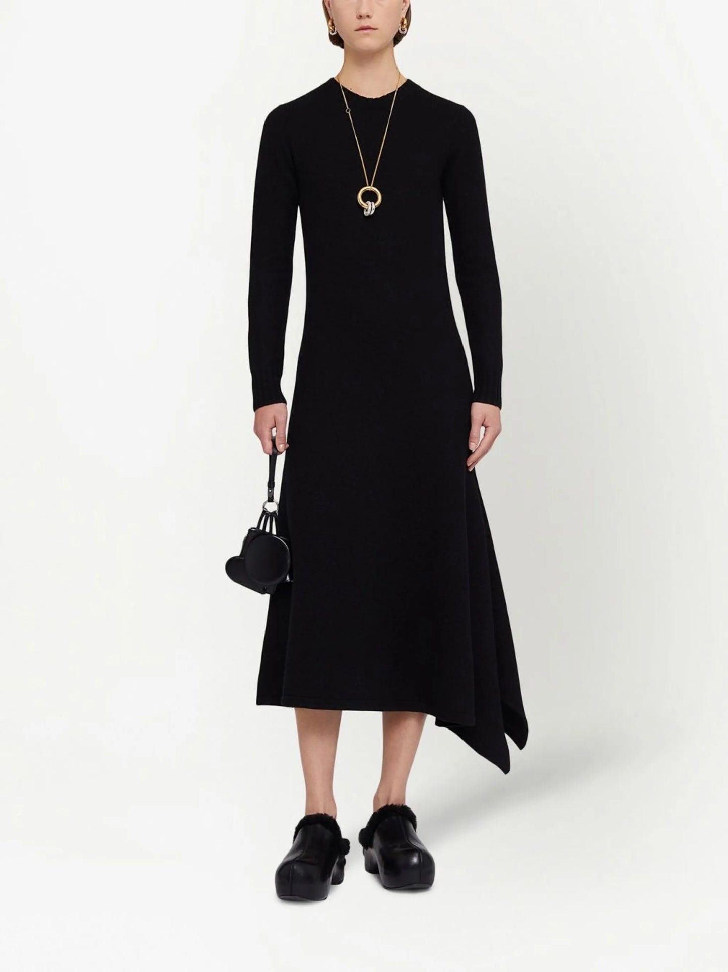 wool asymmetric midi-dress
