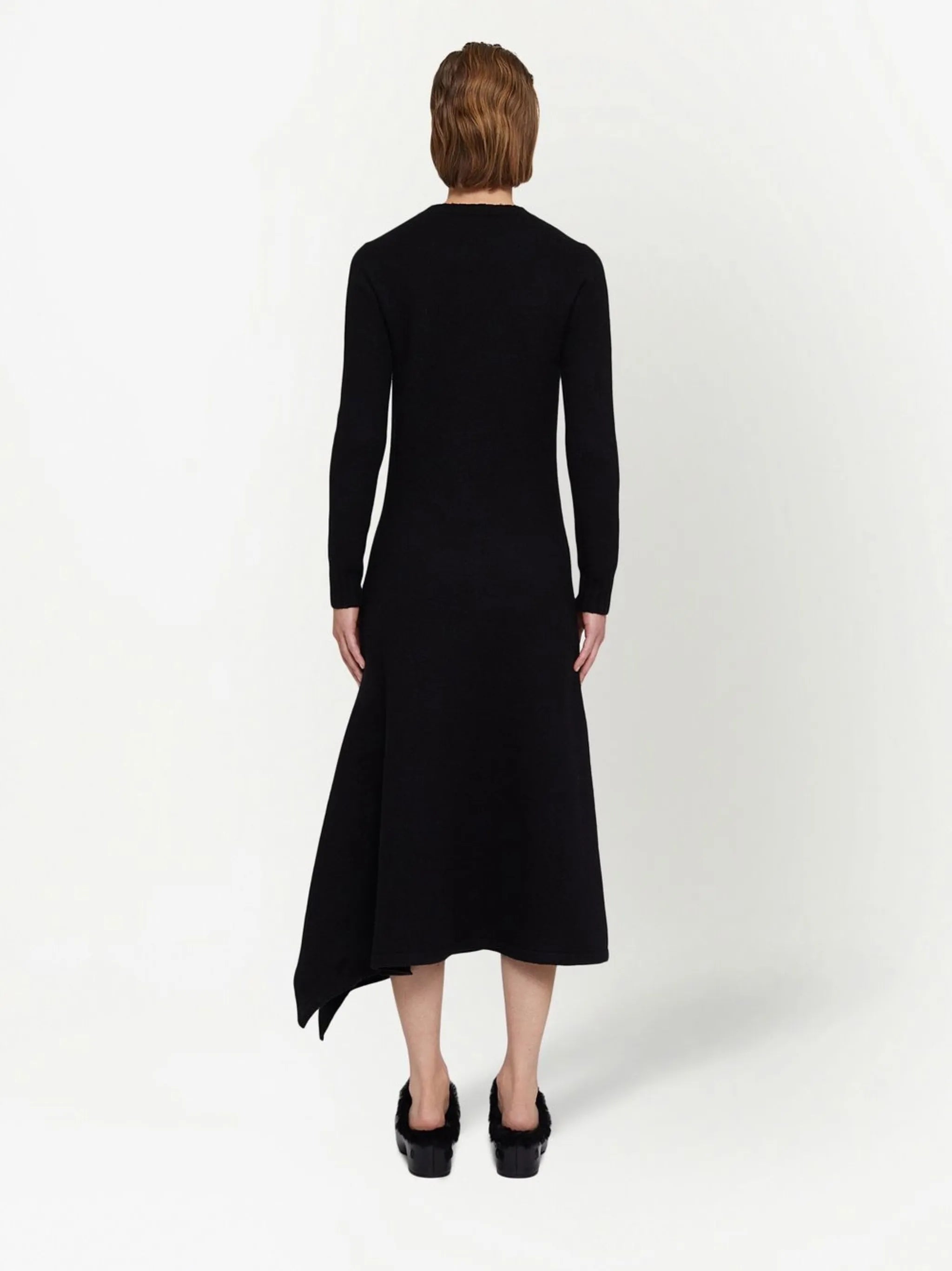 wool asymmetric midi-dress