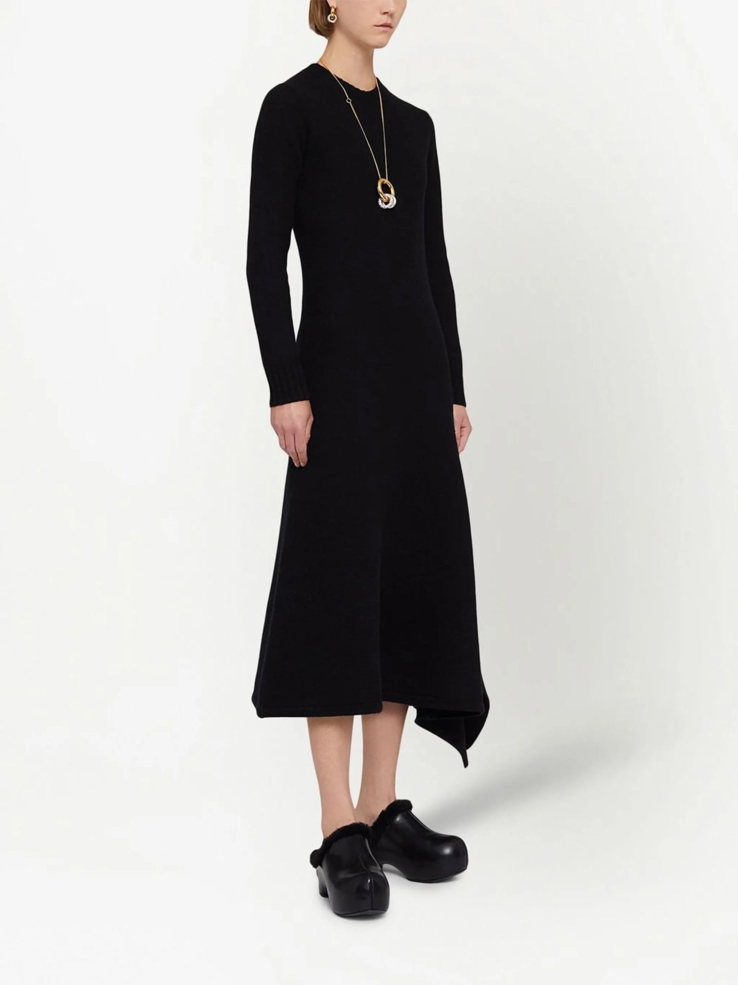 wool asymmetric midi-dress