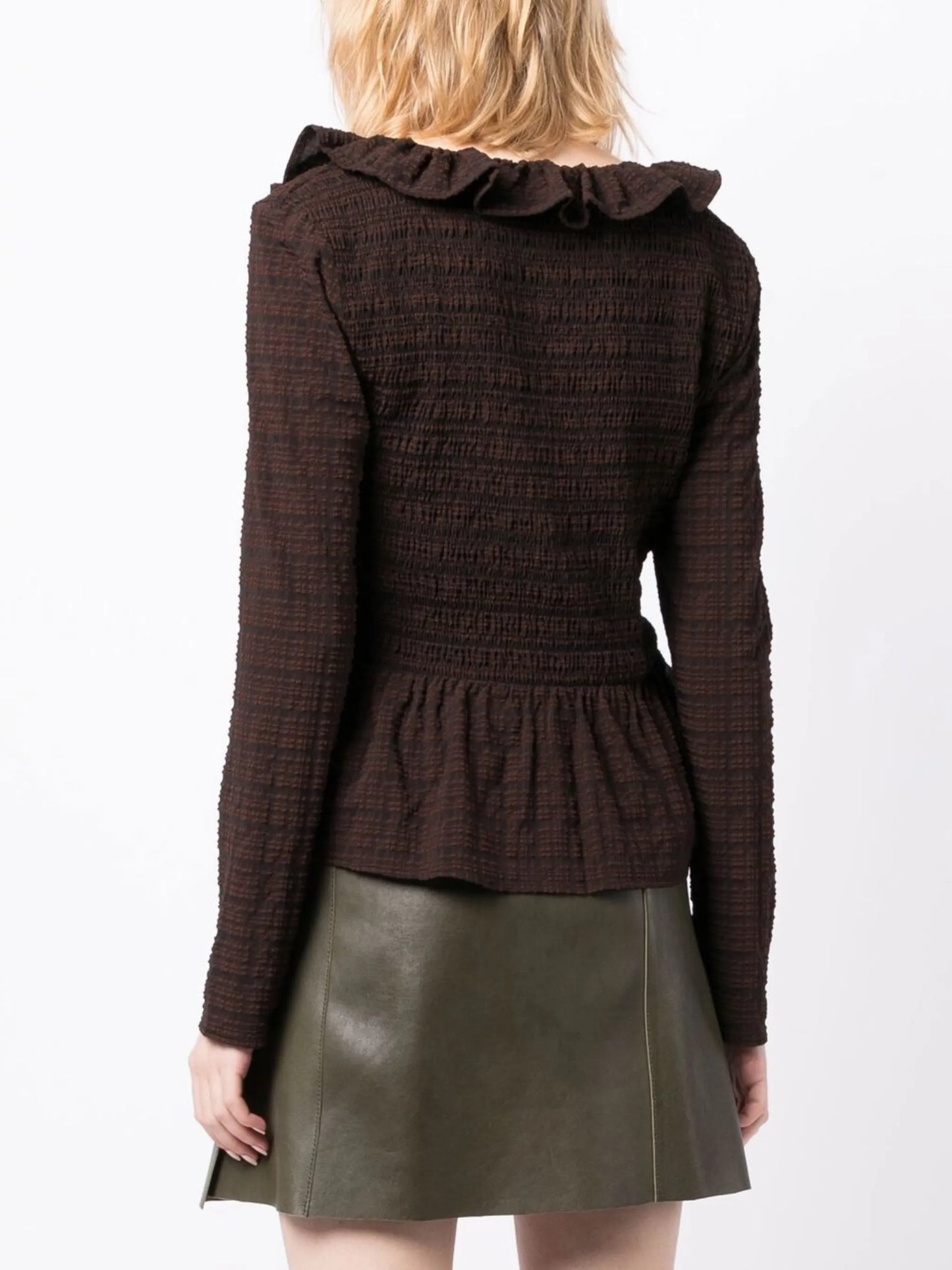 smocked seersucker blouse