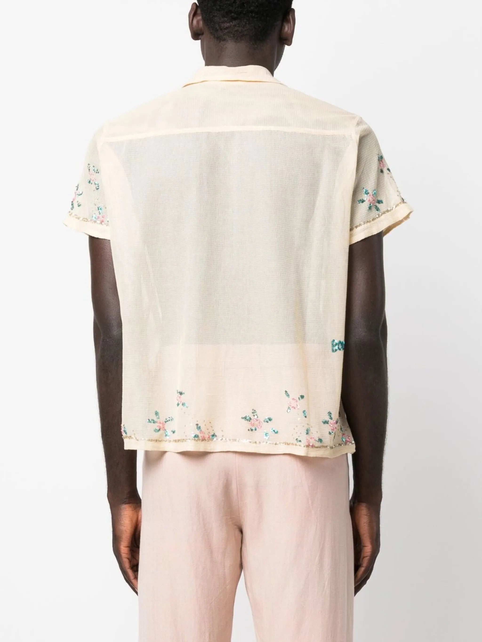 sequin-embellished short-sleeved shirt
