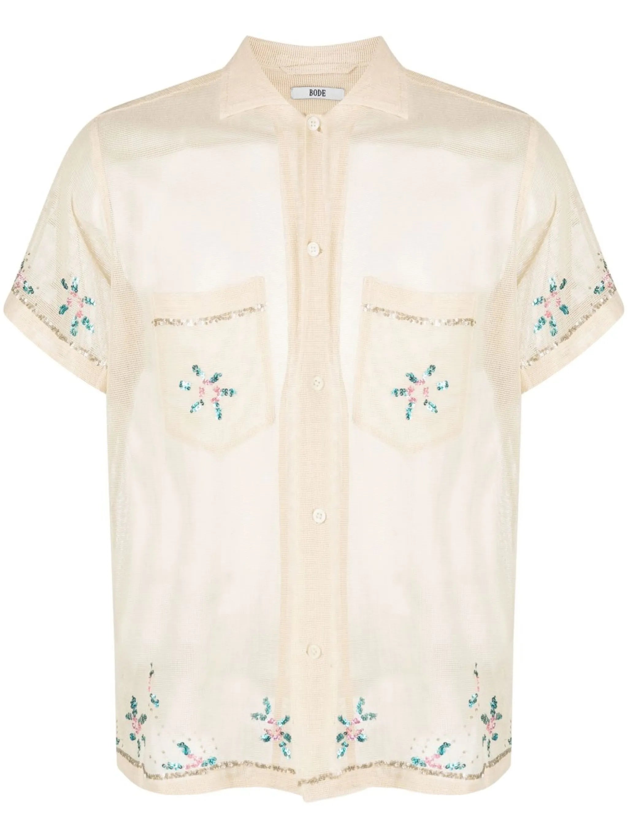 sequin-embellished short-sleeved shirt