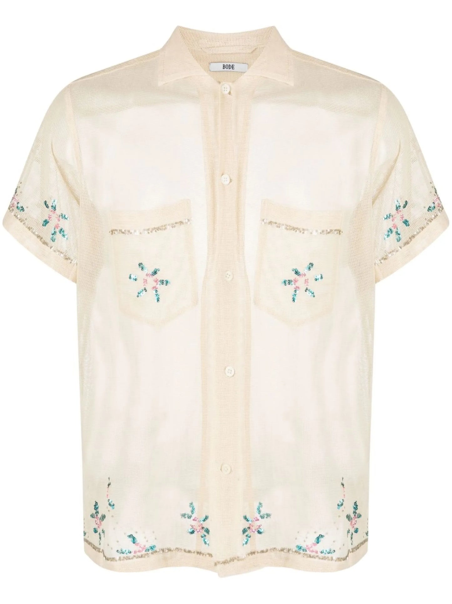sequin-embellished short-sleeved shirt