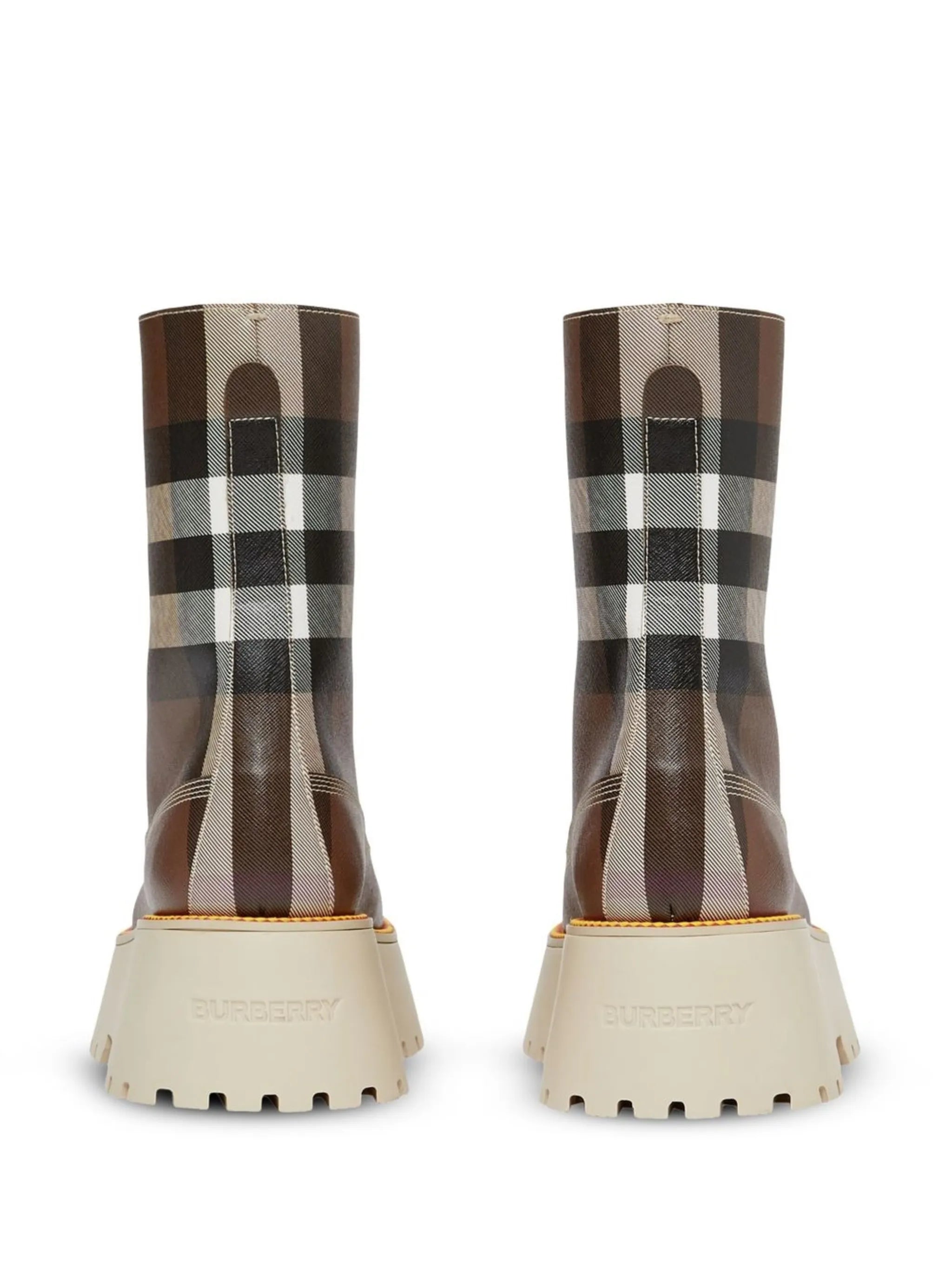Vintage-Check leather laced boots