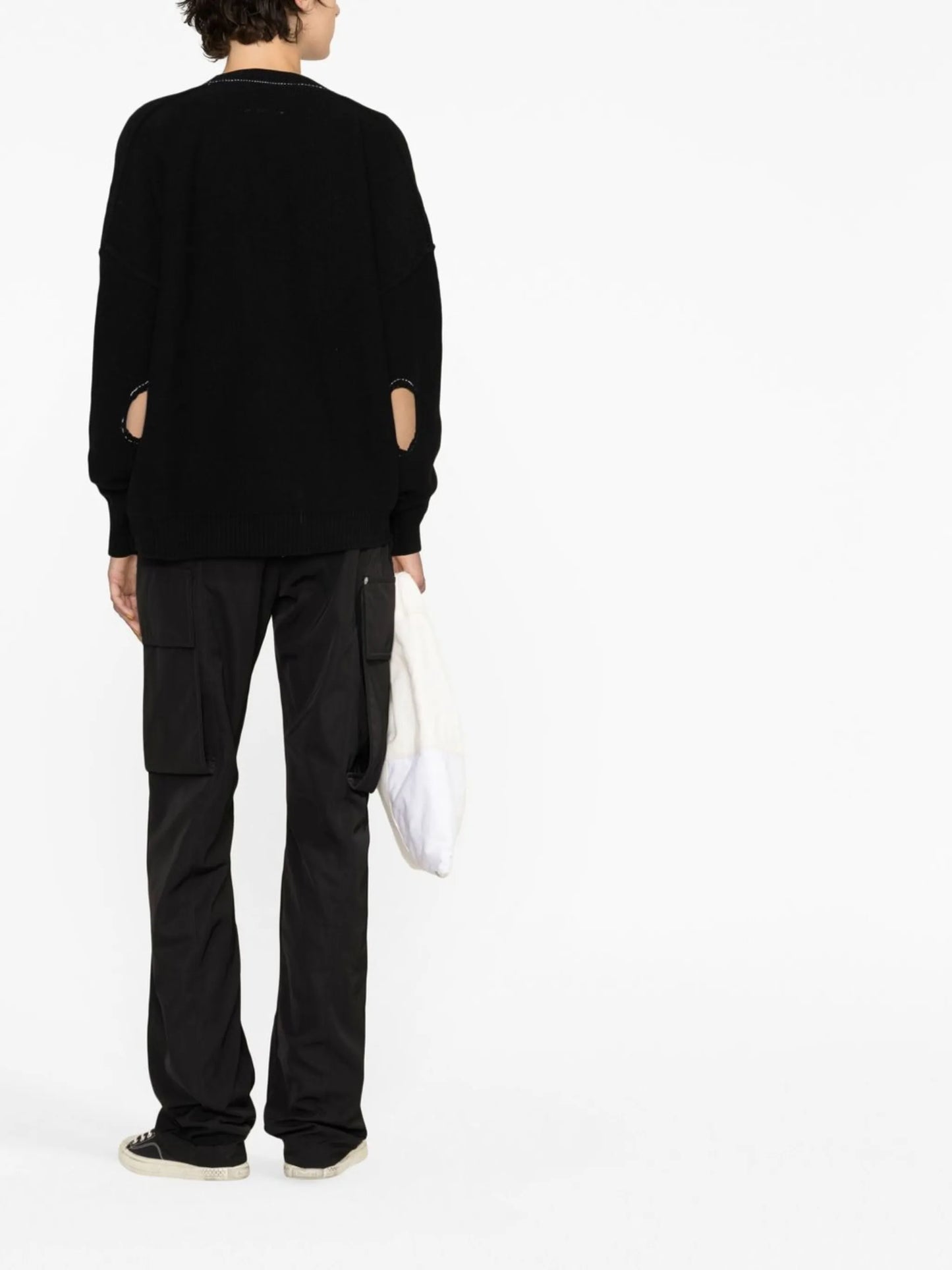 number-patch V-neck cardigan
