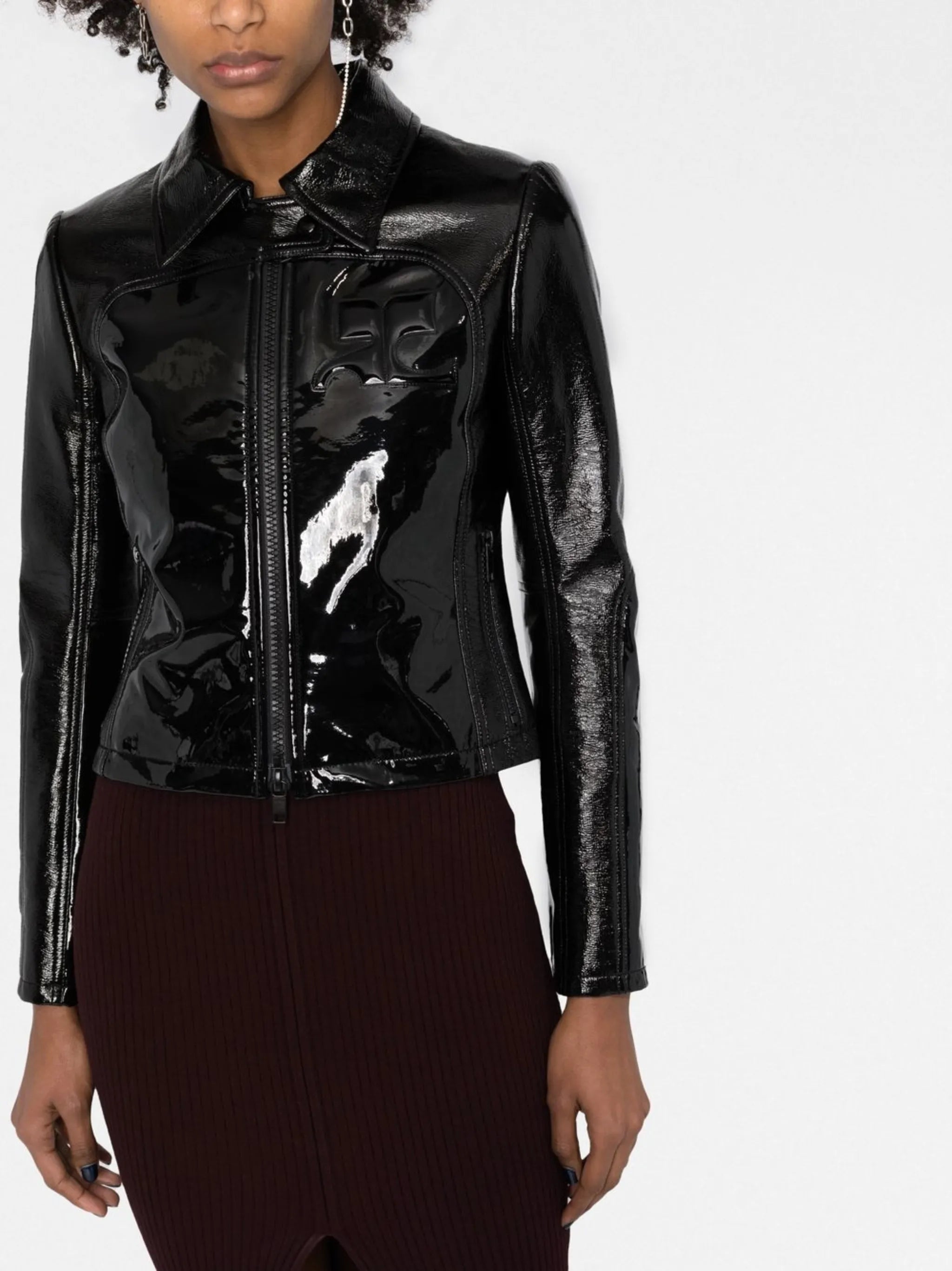 Geommetry vinyl zip-up jacket
