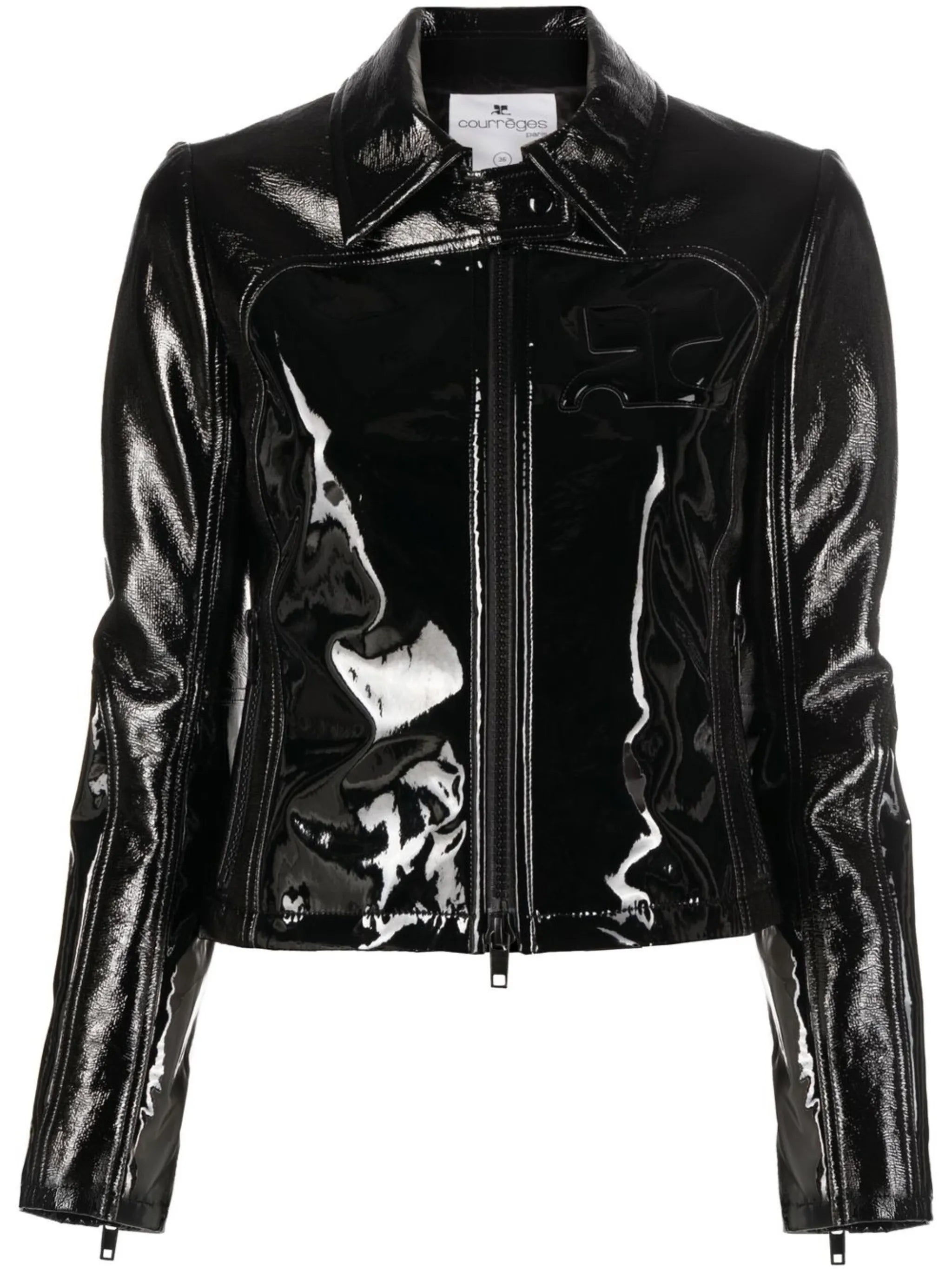 Geommetry vinyl zip-up jacket