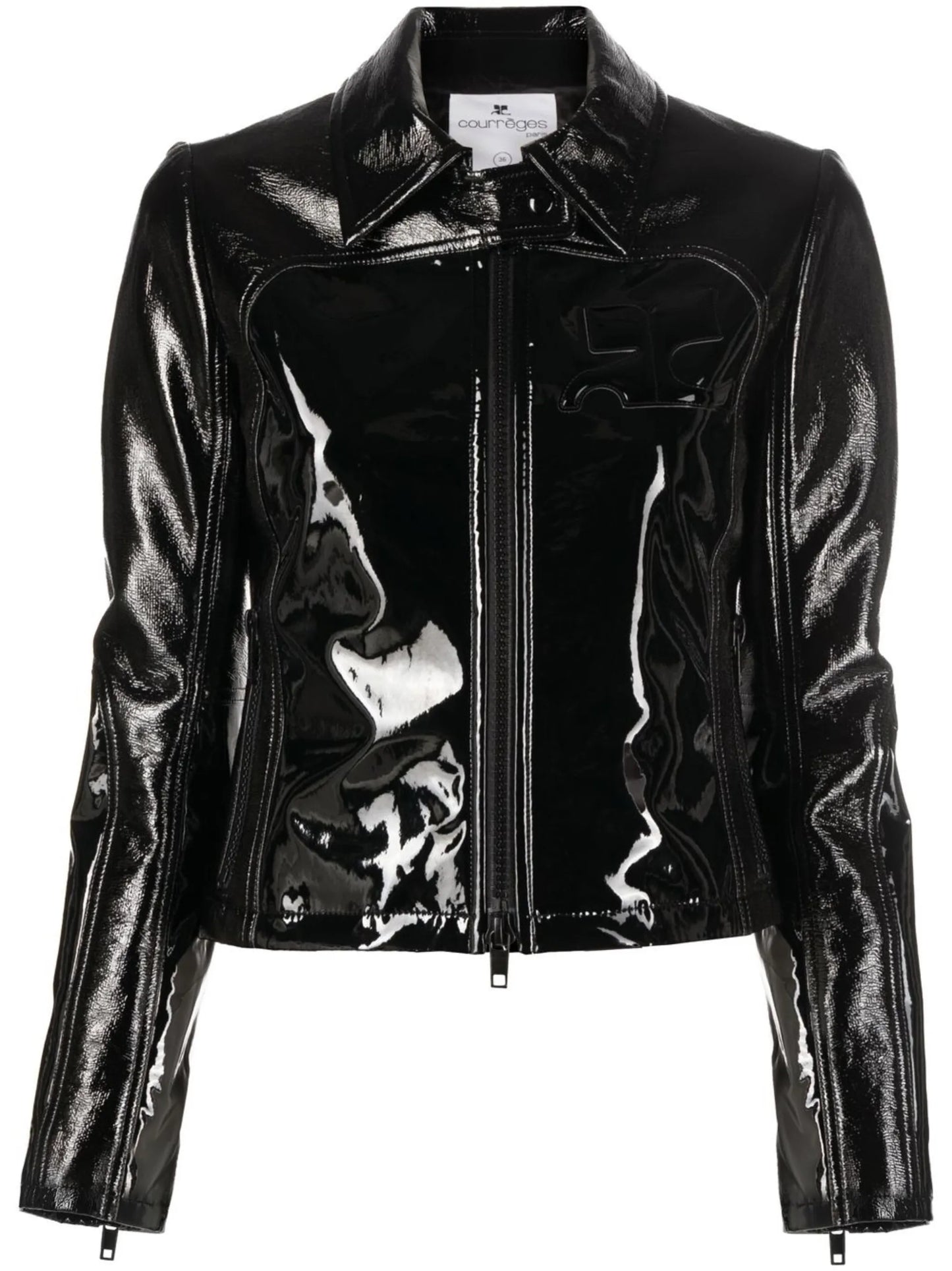 Geommetry vinyl zip-up jacket