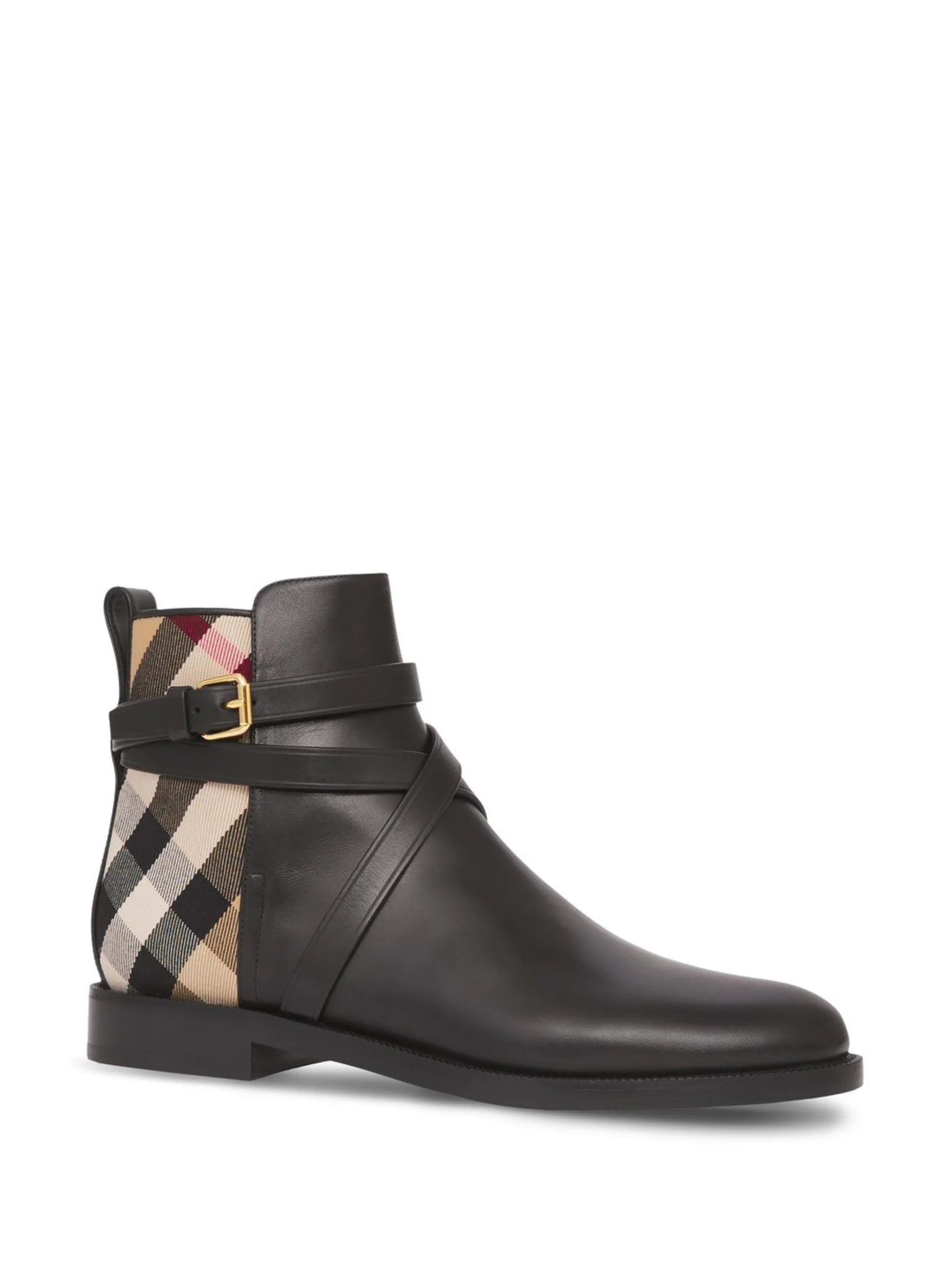 Check and leather boots