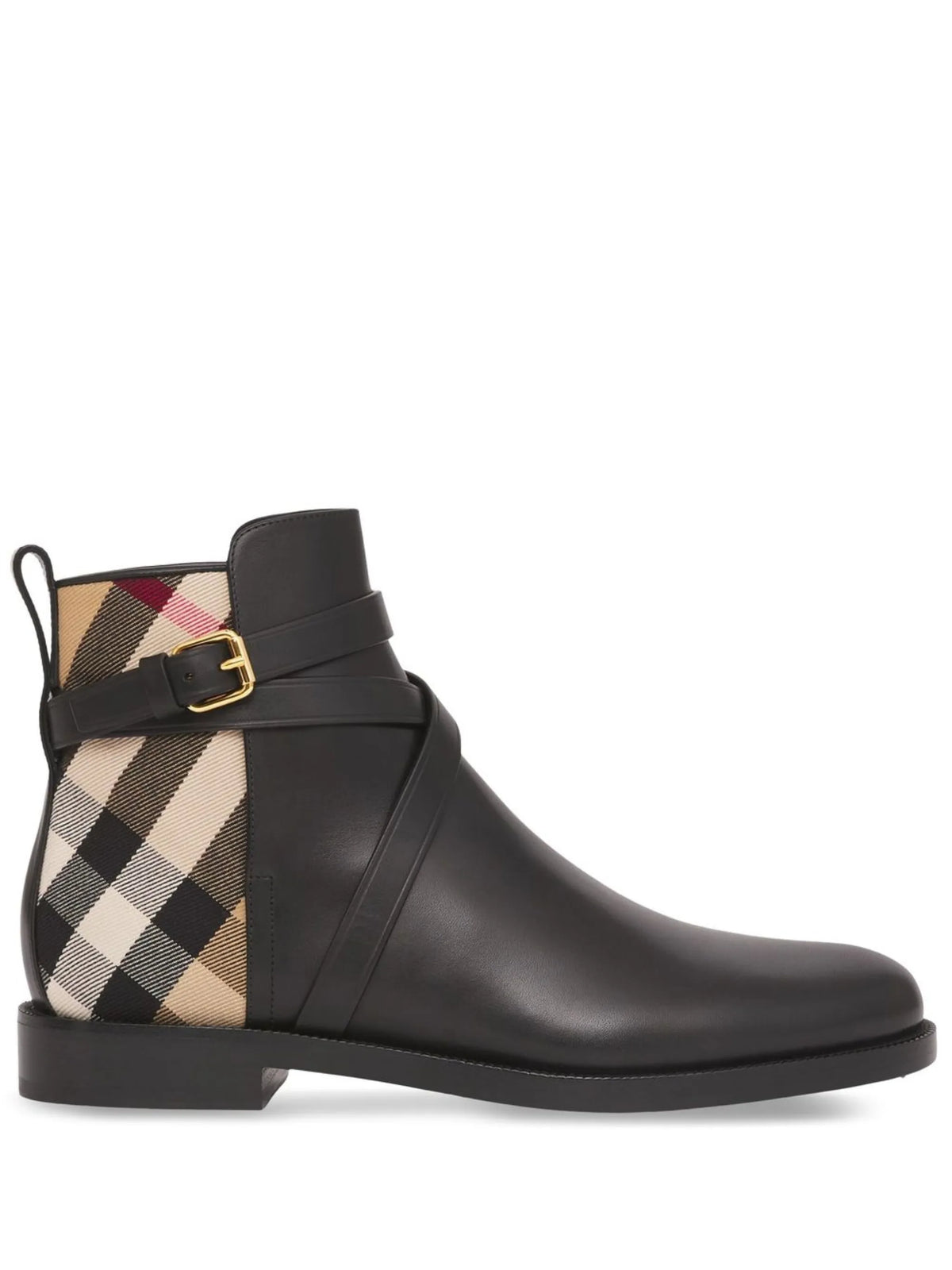Check and leather boots