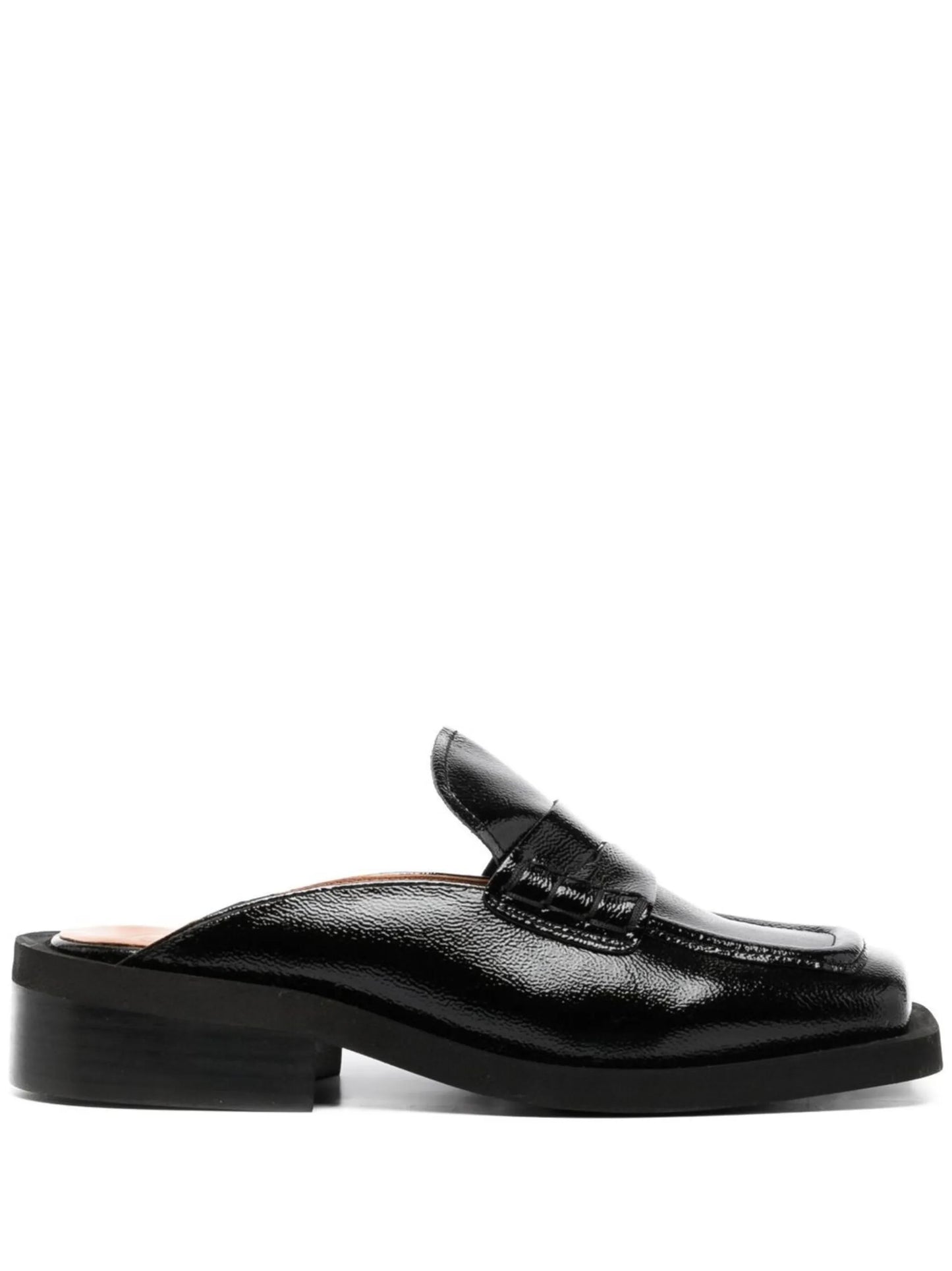 square-toe backless loafers