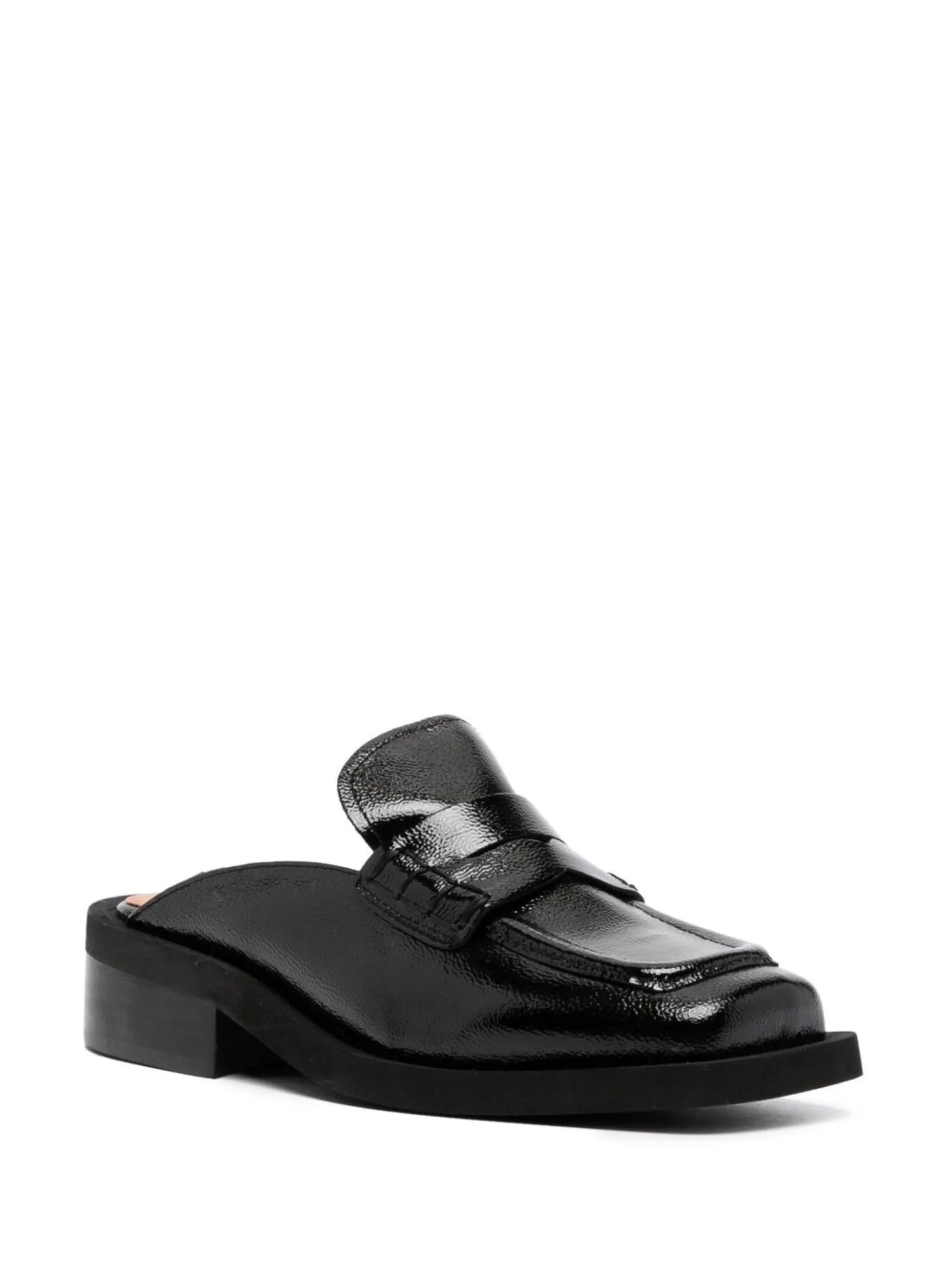 square-toe backless loafers