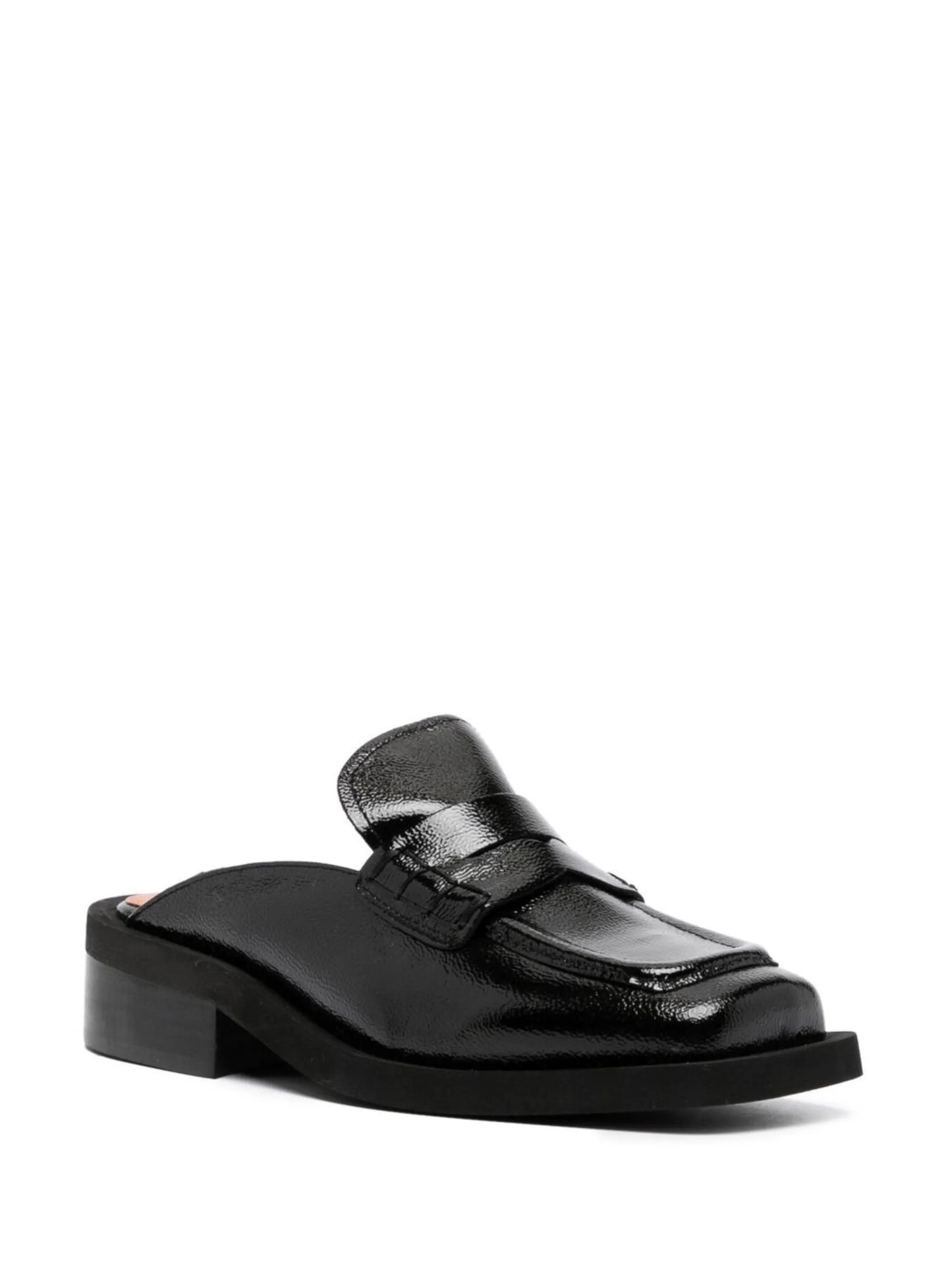 square-toe backless loafers