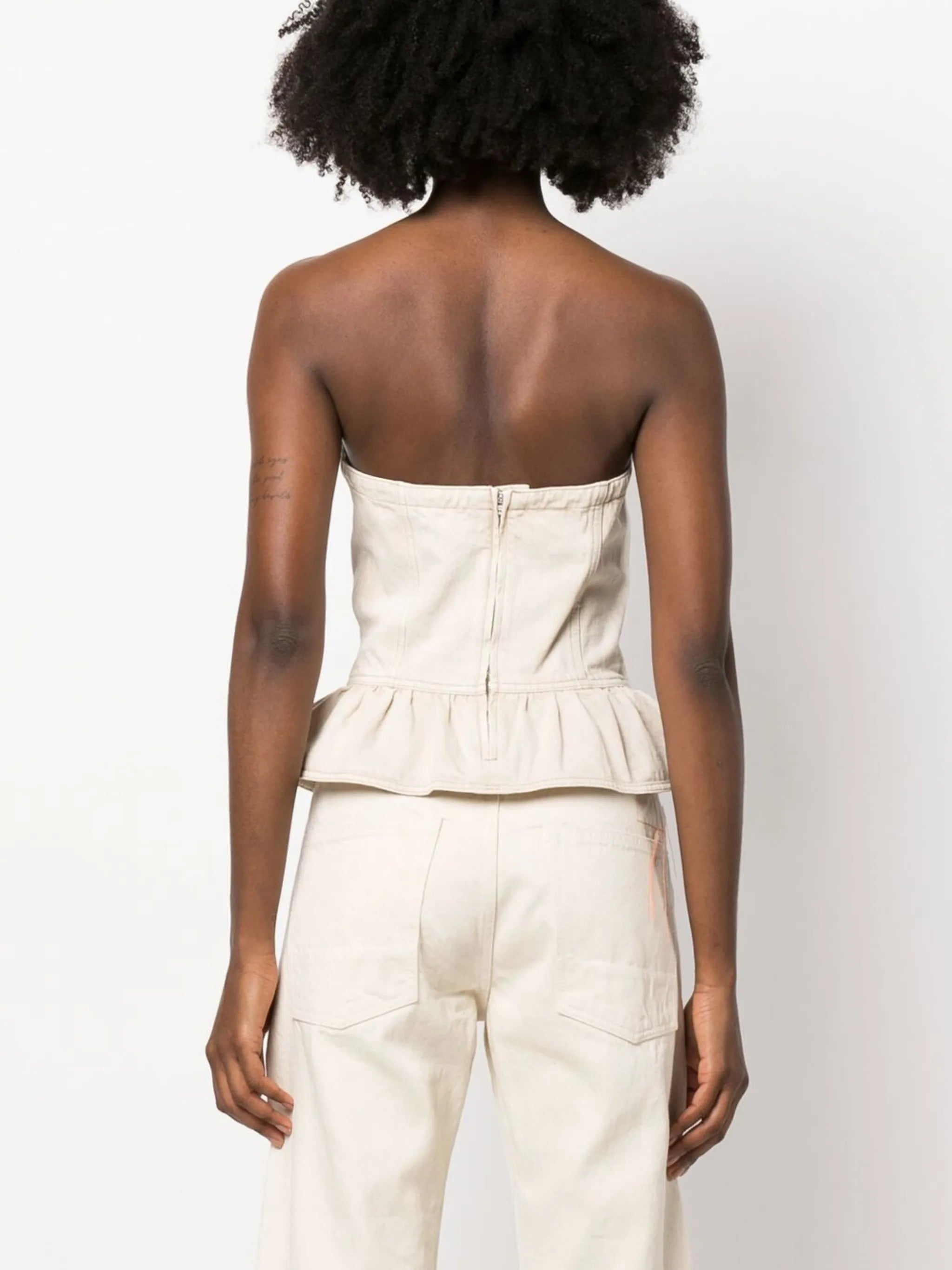 strapless denim top