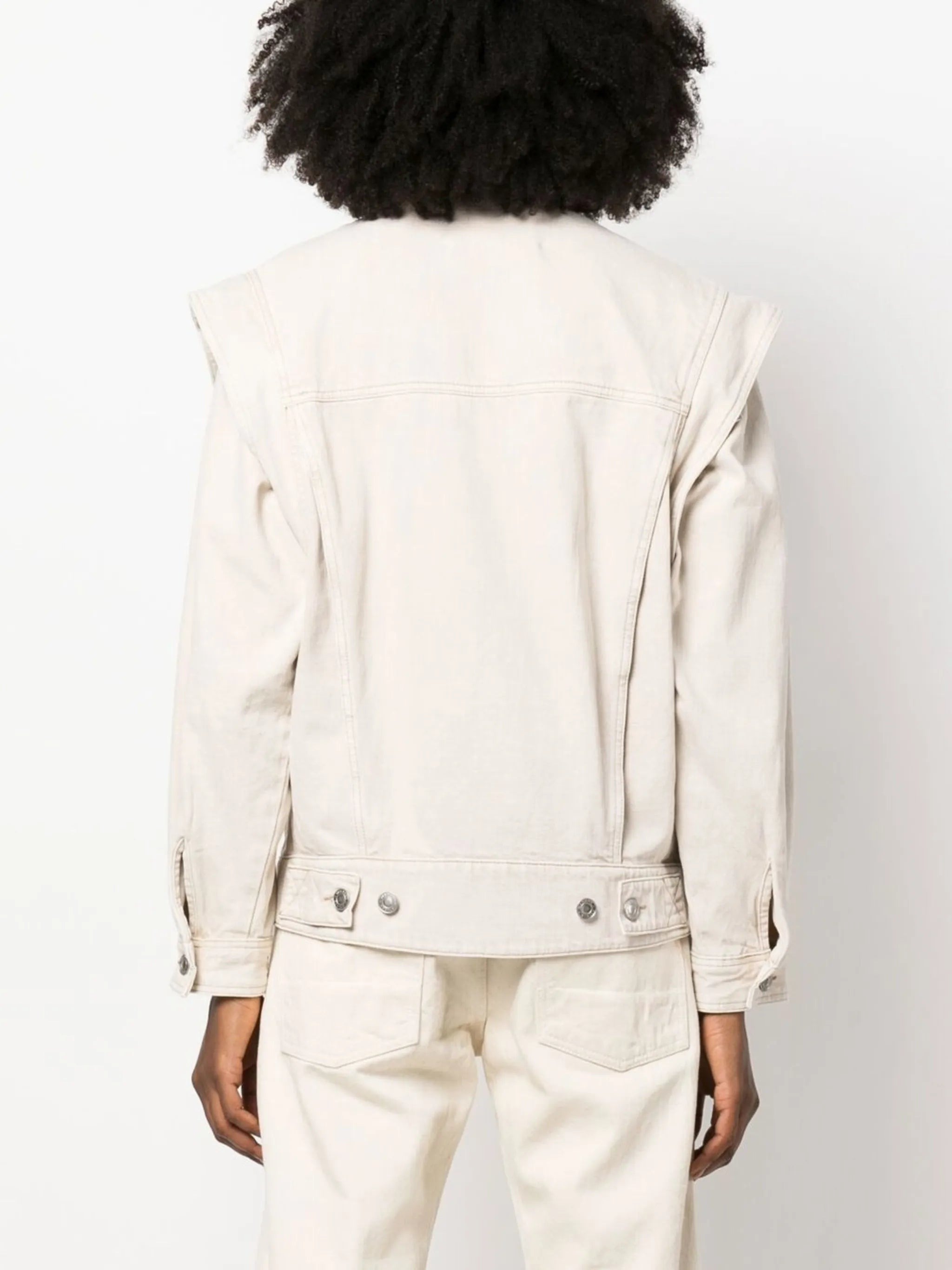 denim detachable-sleeve jacket